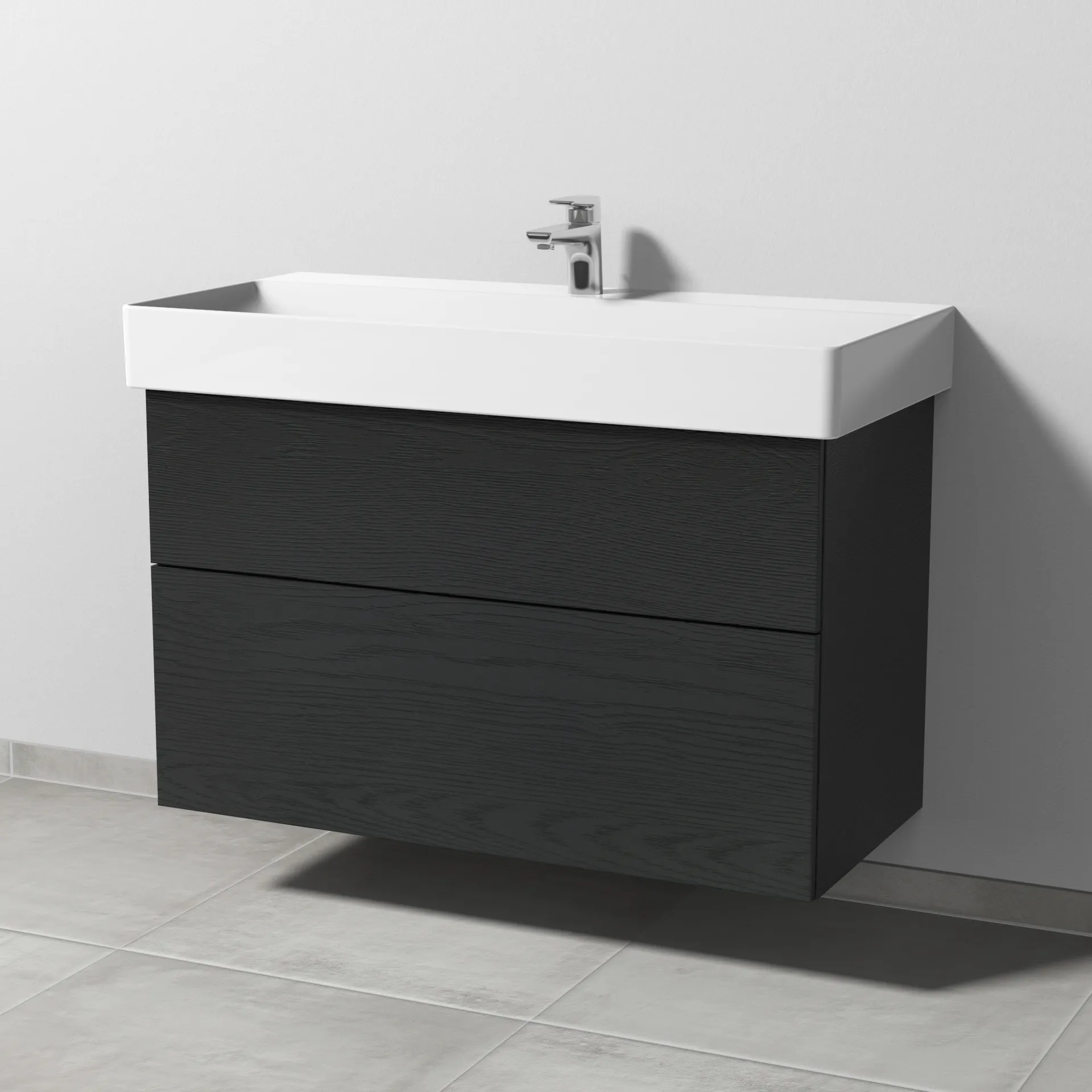 Sanipa Waschtischunterschrank „3way“ passend zu Keramik-Waschtische Dura Square von Duravit 950 × 588 × 447 mm in Black Oak