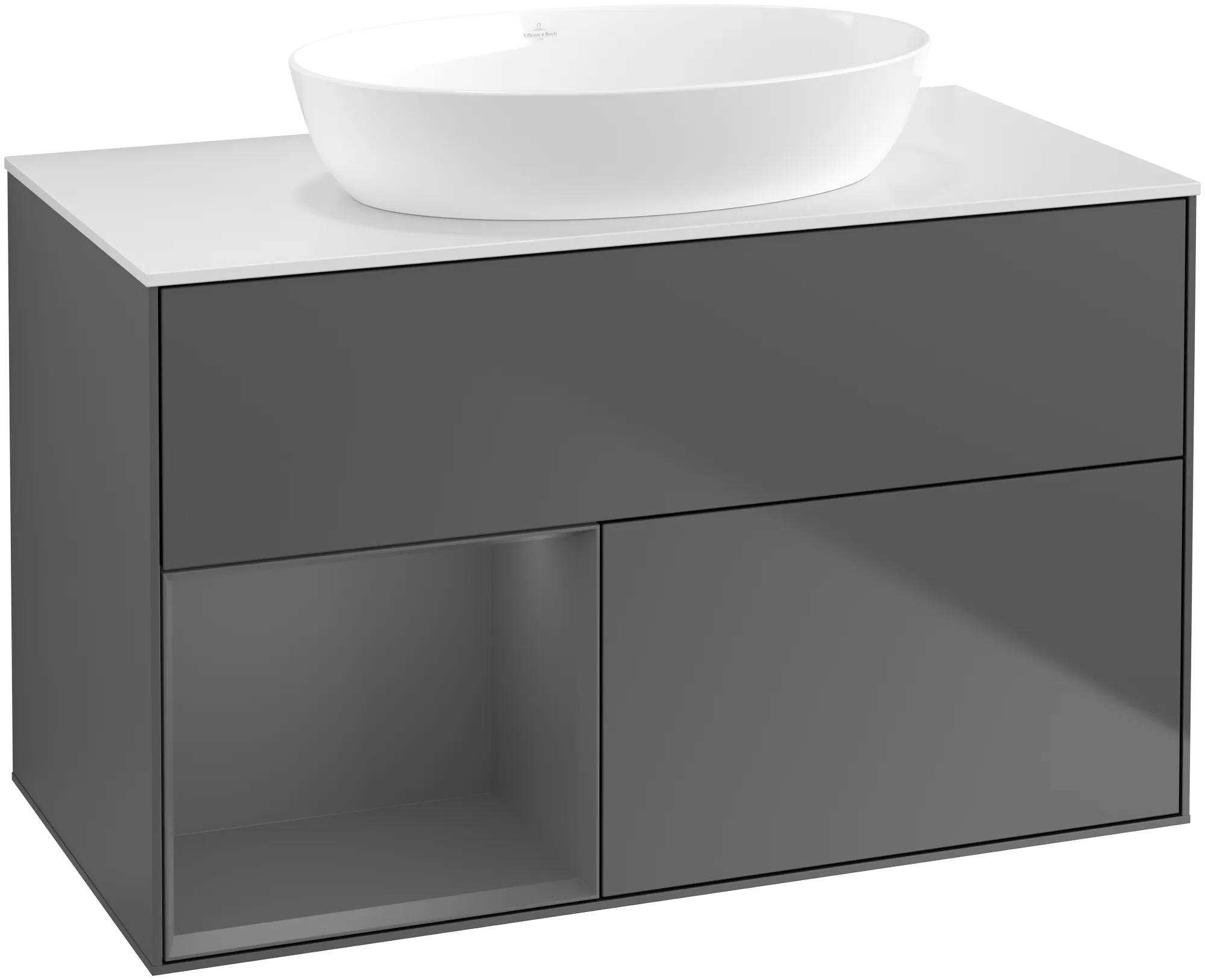 Villeroy & Boch Finion Waschbeckenunterschrank GA1 1000x603x501mm Anthrazit Matt Lack / Glas Weiss Matt