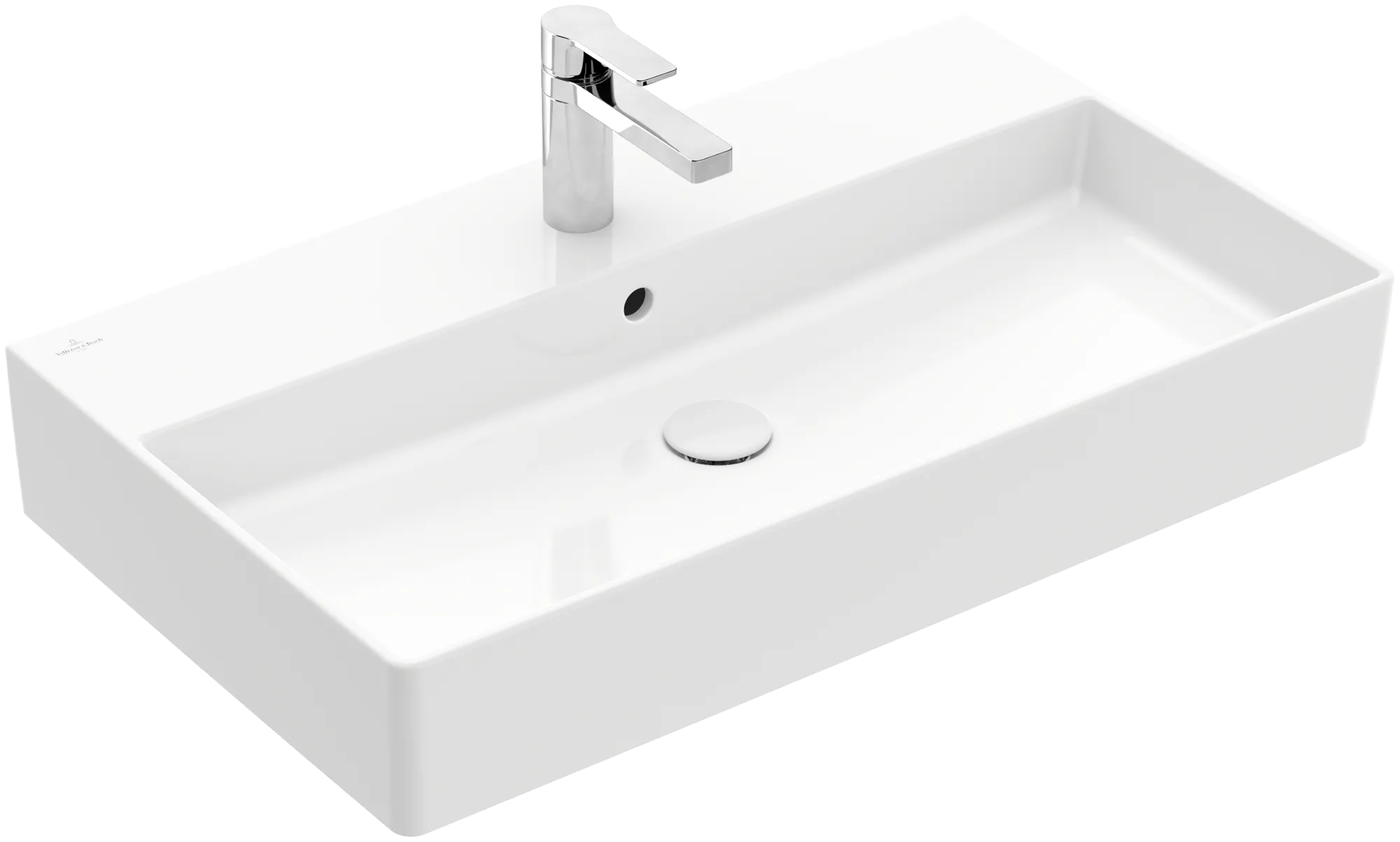 Villeroy & Boch Wandwaschbecken Memento 2.0, 800x470x140 mm, glänzend weiß Alpin, TitanCeram, mit Überlauf, für 3-Loch-Armatur