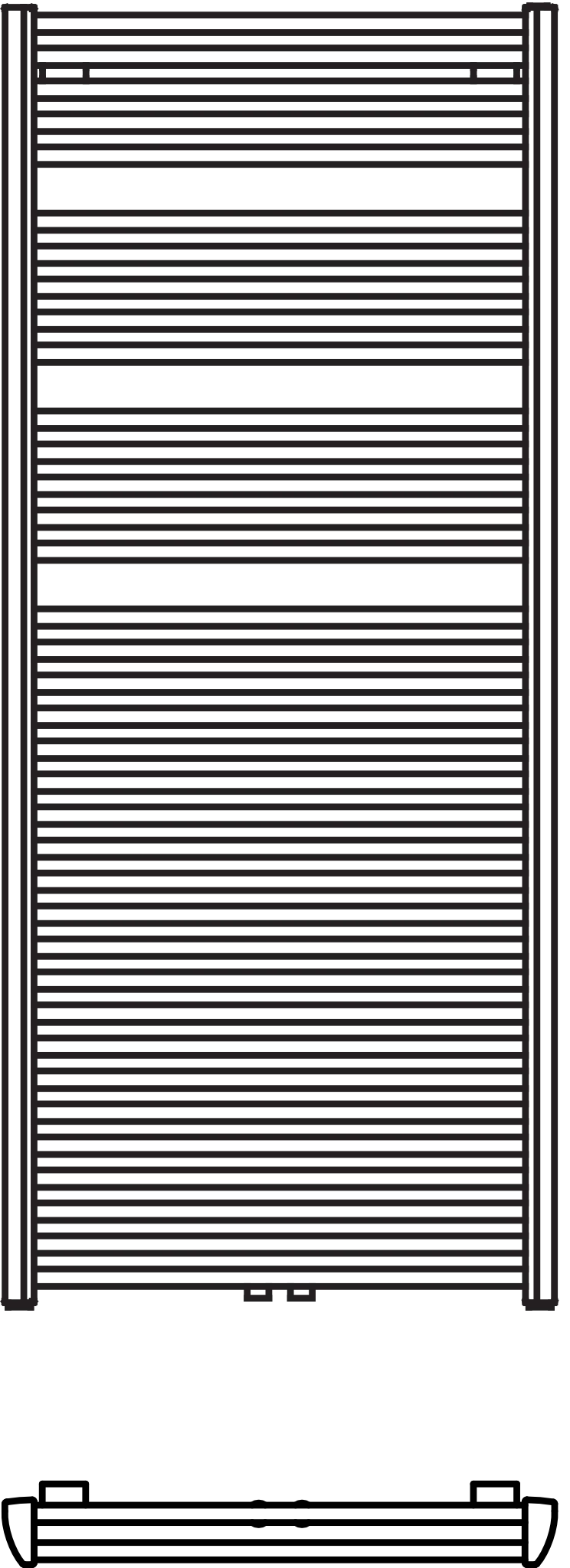 Arbonia Design-Heizkörper „Duolino®“ 48,4 × 149,2 cm in glanzsilber Metallic