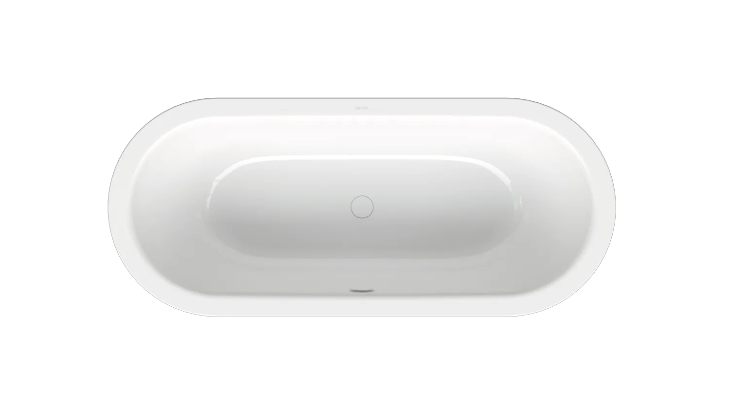 BetteStarlet Flair Oval Badewanne, weiß, 1580 x 680 mm, Einbau, 2-Sitzer, glasierter Titan-Stahl, Randhöhe 30 mm