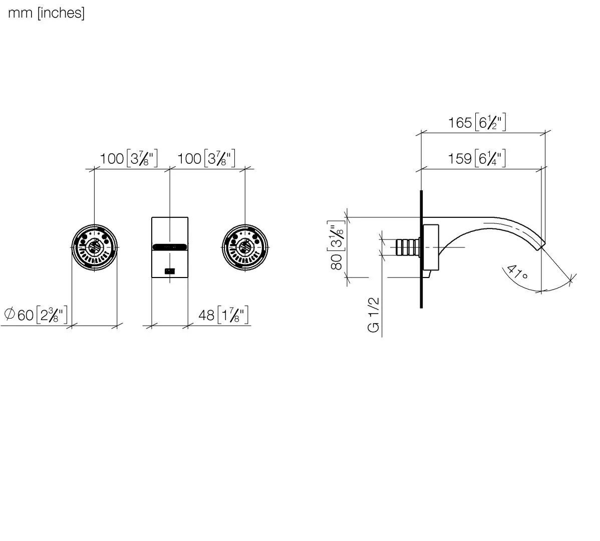 Waschtisch-Wandbatterie ohne Ablaufgarnitur CYO Chrom 36707811 Waschtisch-Wandbatterie ohne Ablaufgarnitur CYO Chrom 36707811