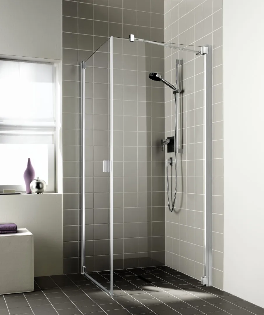 Kermi Seitenwand rechts für Ecke „RAYA“ Glas Klar, Profile Silber Hochglanz, BV: 870 - 900 mm GAK: 855 - 885 mm WE: 880 - 910 mm H: 1850 mm