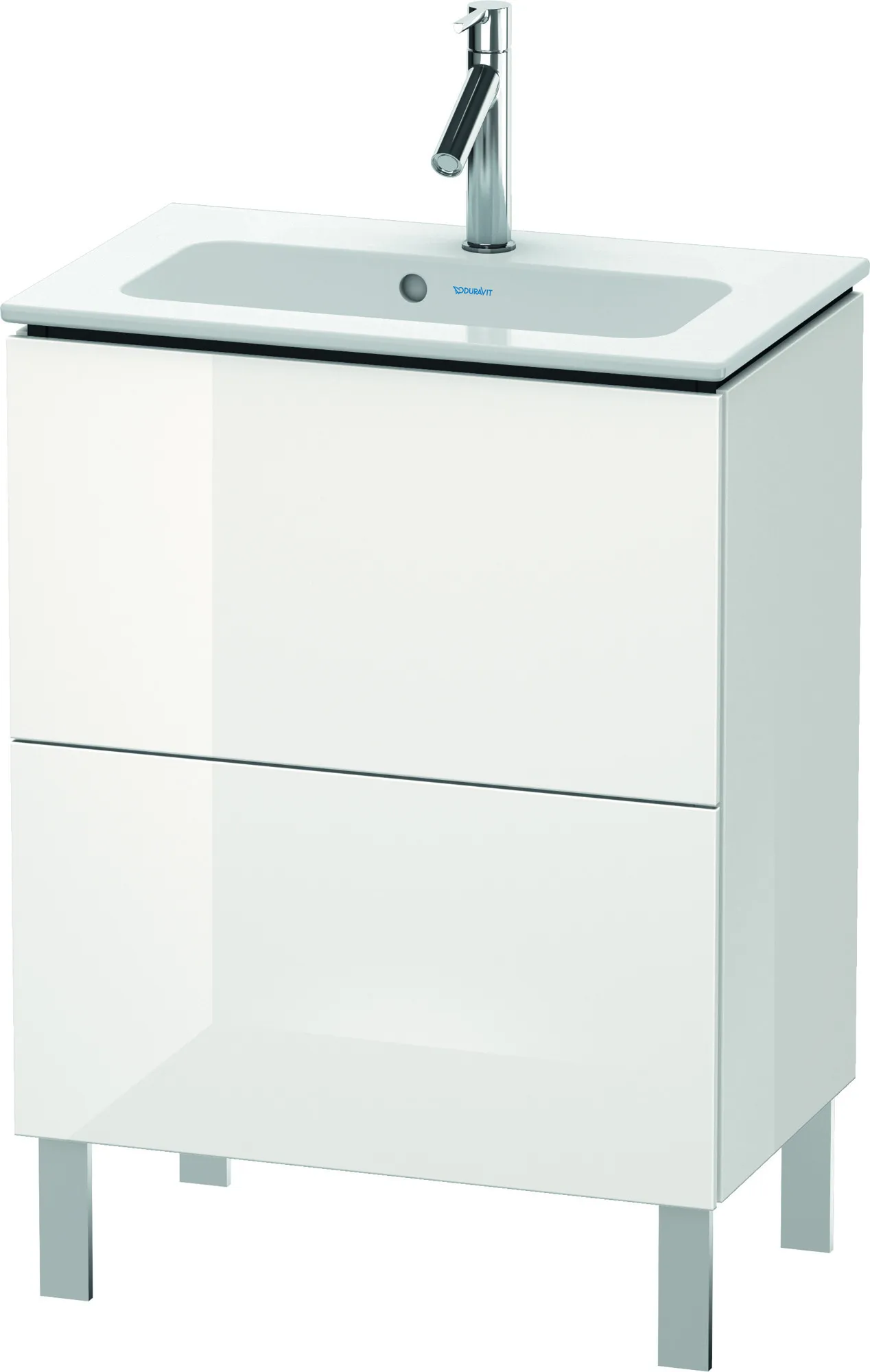 Duravit Waschtischunterschrank bodenstehend „L-Cube“ 62 × 70,4 × 39,1 cm Weiß Hochglanz