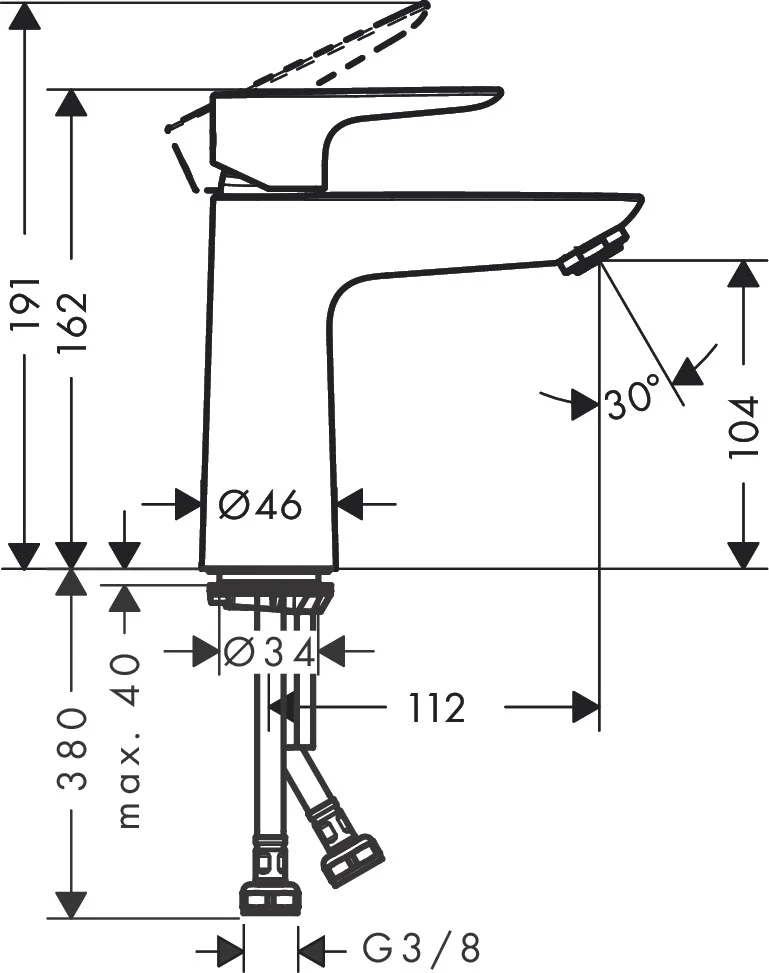 Talis E Einhebel-Waschtischmischer 110 mit Push-Open Ablaufgarnitur, Chrom
