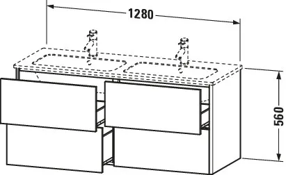 Duravit Waschtischunterschrank wandhängend „XSquare“ 128 × 56 × 47,8 cm