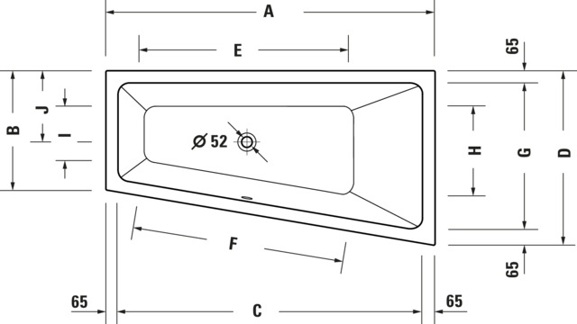 Duravit Badewanne „No.1“ trapez 160 × 85 cm, rechts 