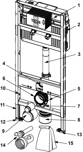 TECEprofil WC-Modul mit Uni-Spülkasten für Geberit Publica Ausgussbecken, Bauhöhe 1340 mm