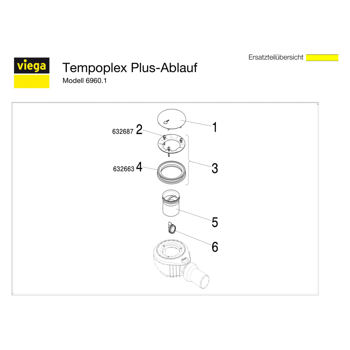 Viega Ablaufgarnitur Modell 6960.1 „Tempoplex Plus“ 9 cm, mit Ablaufabdeckung als Set