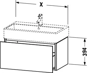 Duravit Waschtischunterschrank wandhängend „L-Cube“ 48,4 × 39,4 × 45,9 cm Graphit Matt