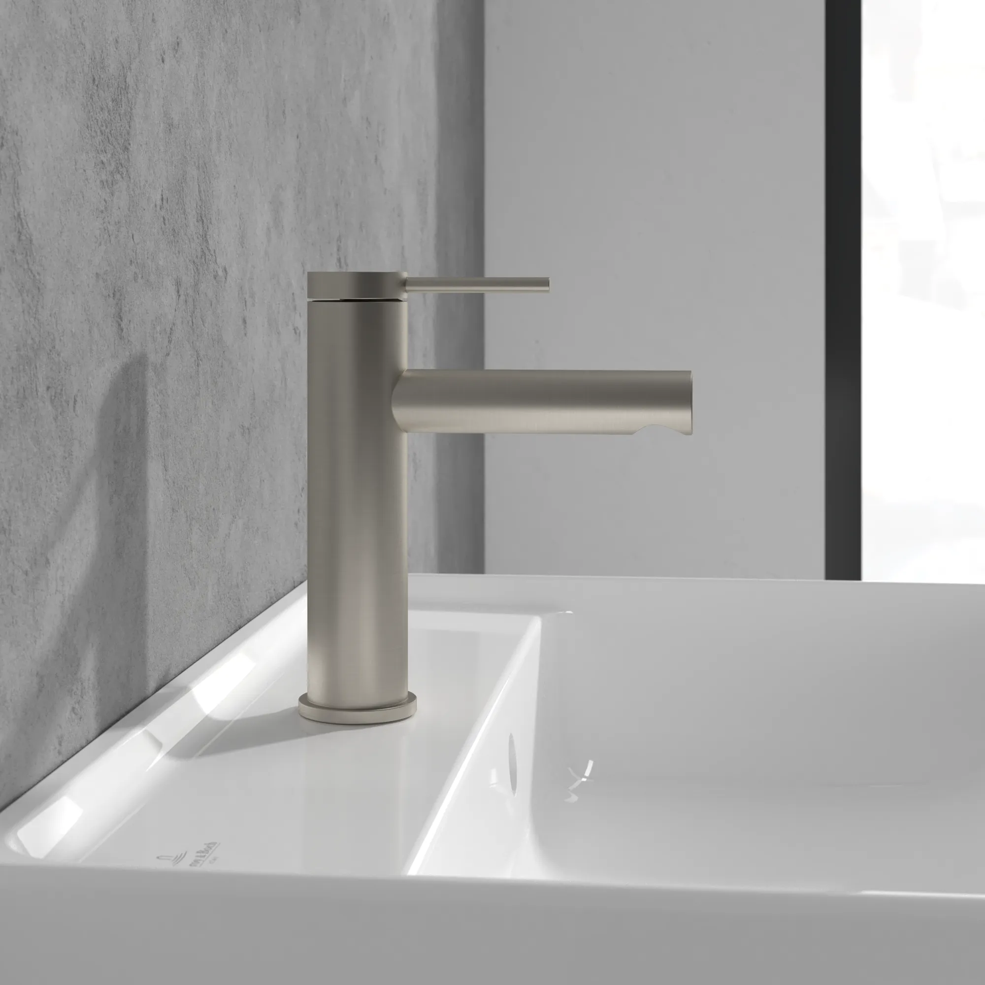 Villeroy & Boch Einhebel-Waschtischarmatur Loop & Friends, Brushed Nickel Matt, 45 x 149 x 166 mm, SmartPressure, AirPlus Villeroy & Boch Einhebel-Waschtischarmatur Loop & Friends, Brushed Nickel Matt, 45 x 149 x 166 mm, SmartPressure, AirPlus