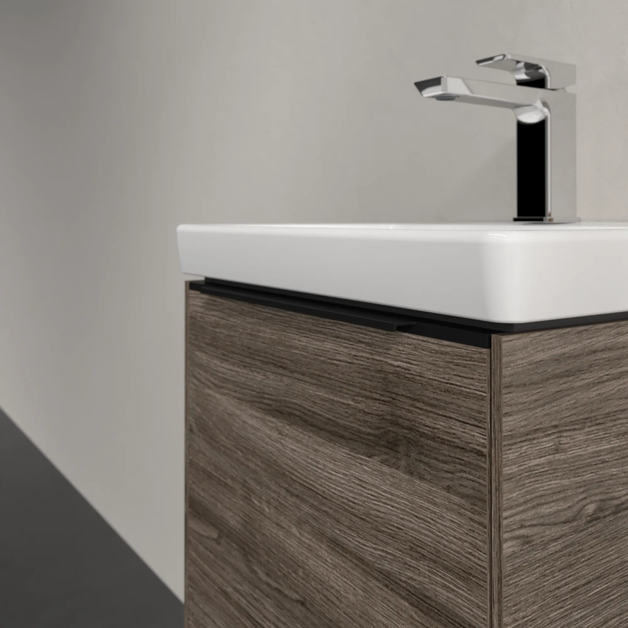 Villeroy & Boch Waschtischunterschrank mit Tür „Subway 3.0“ für Schrankwaschtisch 423 × 429 × 378 mm Stone Oak, 1 Tür, für Becken mittig, Anschlag rechts Villeroy & Boch Waschtischunterschrank mit Tür „Subway 3.0“ für Schrankwaschtisch 423 × 429 × 378 mm Stone Oak, 1 Tür, für Becken mittig, Anschlag rechts