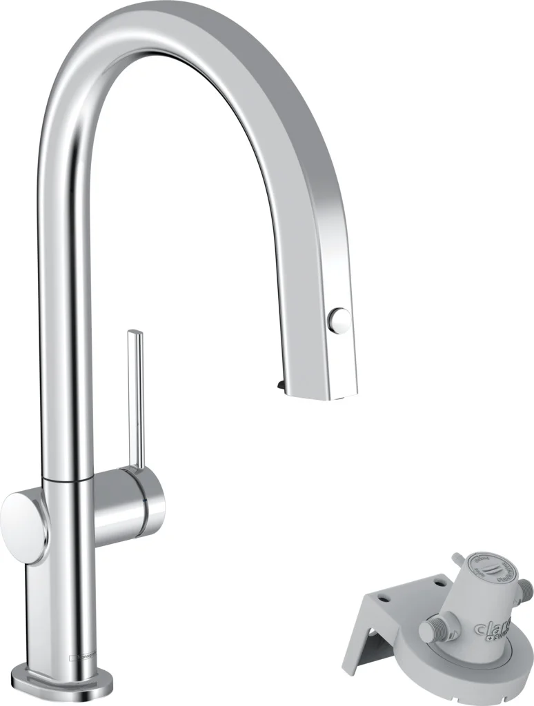 Hansgrohe Aqittura M91 Einhebel-Küchenmischer mit FilterSystem 210, Ausziehauslauf, 1-Jet, Chrom, Schwenkbereich einstellbar in 3 Stufen auf 60°, 110° oder 150°, Laminarstrahl, Quick-Connect Schlauch, maximale Durchflussmenge bei 3 bar: 6,5 l/min, Auszug Hansgrohe Aqittura M91 Einhebel-Küchenmischer mit FilterSystem 210, Ausziehauslauf, 1-Jet, Chrom, Schwenkbereich einstellbar in 3 Stufen auf 60°, 110° oder 150°, Laminarstrahl, Quick-Connect Schlauch, maximale Durchflussmenge bei 3 bar: 6,5 l/min, Auszug