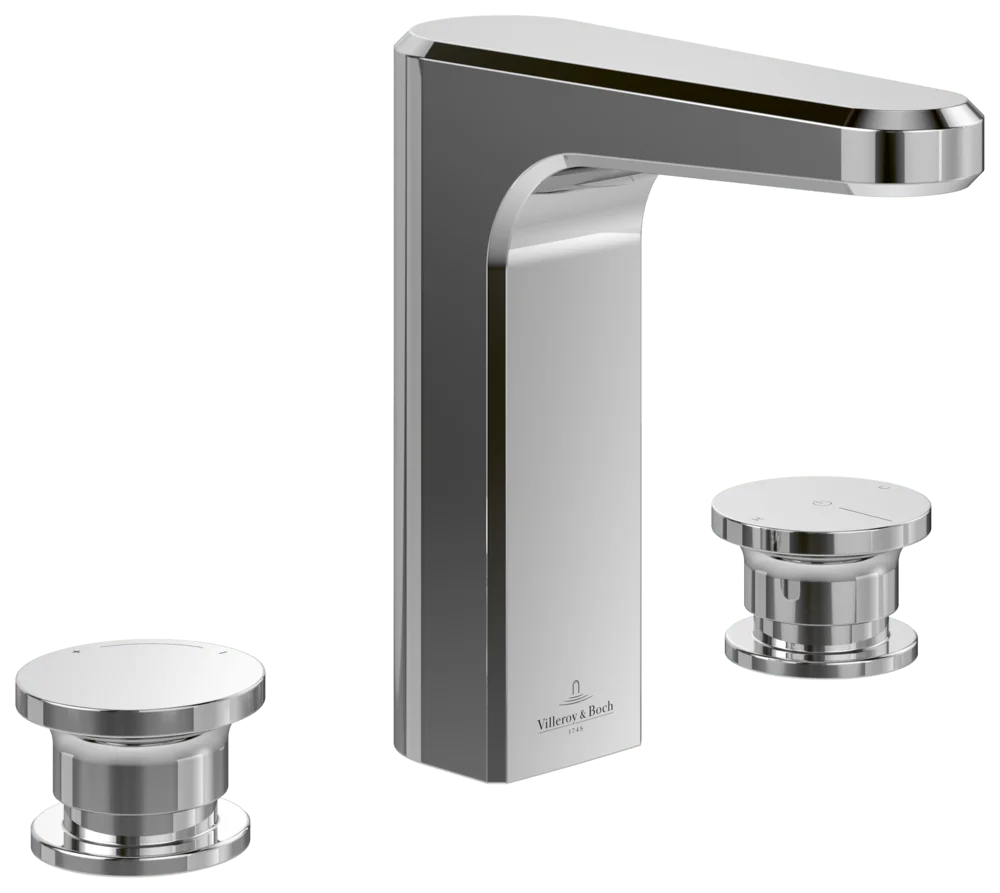 Villeroy & Boch Einhebel-Waschtischarmatur Vea, eckig, Chrom, 47.5 x 137 x 156 mm, Höhe 156 mm, Auslauflänge 120 mm Villeroy & Boch Einhebel-Waschtischarmatur Vea, eckig, Chrom, 47.5 x 137 x 156 mm, Höhe 156 mm, Auslauflänge 120 mm