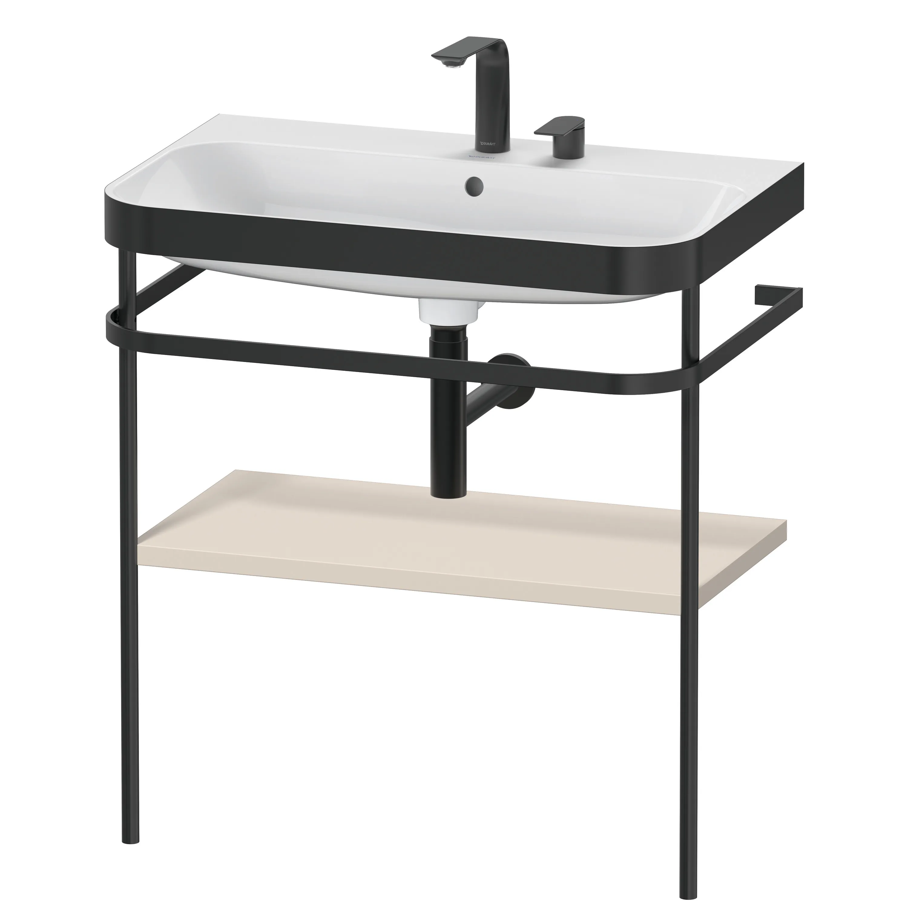 Duravit Waschtischunterschrank mit Metallkonsole „Happy D.2 Plus“ 77,5 × 85 × 49 cm in Taupe Supermatt