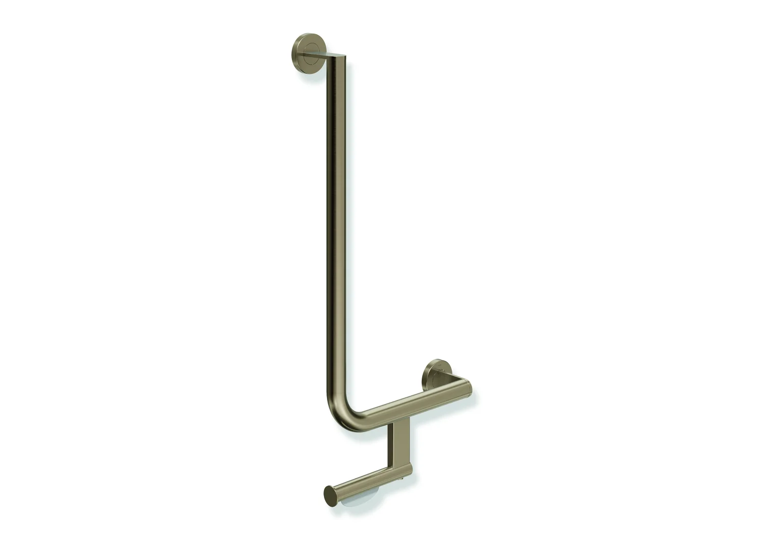 HEWI Winkelgriff System 900 mit WC-Papierrollenhalter, rechts, PVD bronze gebürstet, 300 x 600 mm, Ø 32 mm