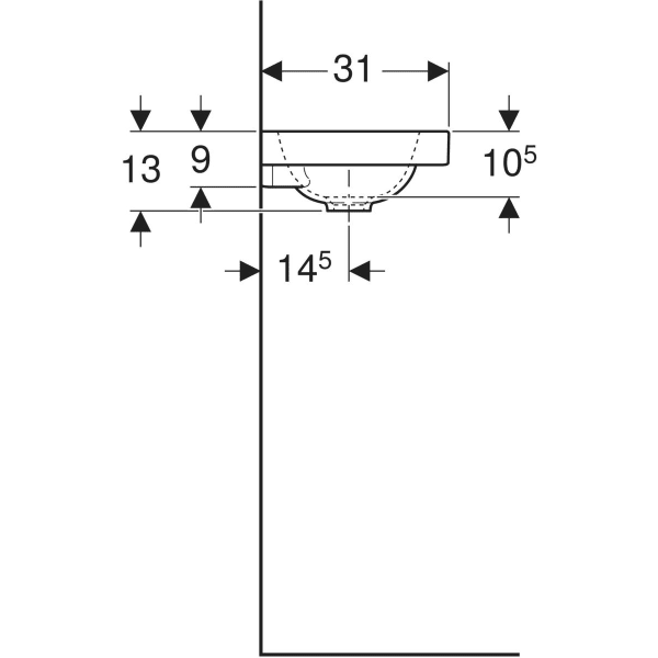 Wandwaschtisch mit Ablagefläche „iCon Light“, rechteckig, Ablagefläche links, mittig 53 × 31 cm mit KeraTect® Wandwaschtisch mit Ablagefläche „iCon Light“, rechteckig, Ablagefläche links, mittig 53 × 31 cm mit KeraTect®