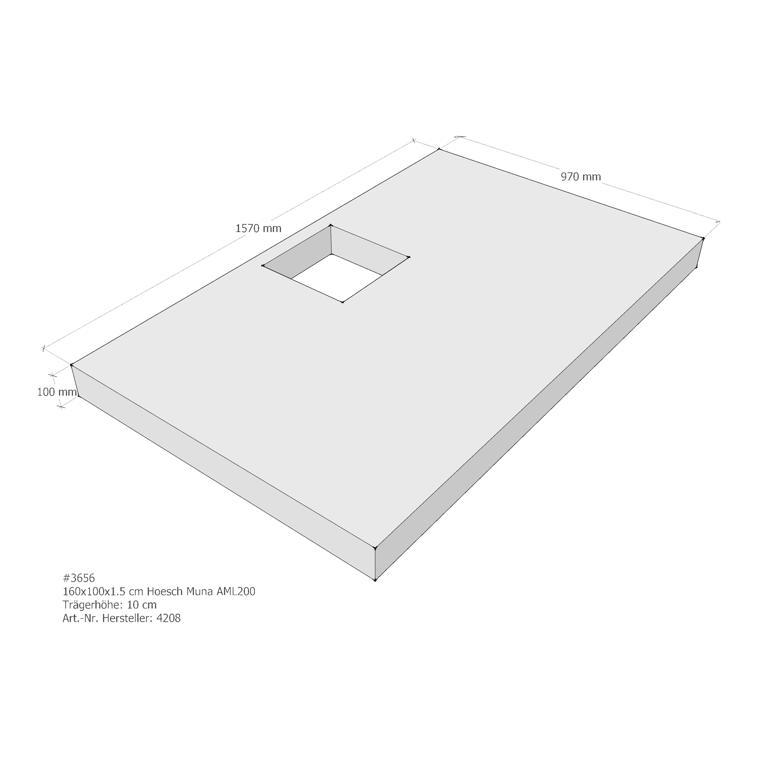 Duschwannenträger Hoesch Muna 160x100x1,5 cm AML200