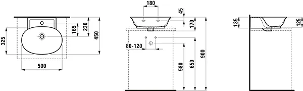 Aufsatzhandwaschbecken THE NEW CLASSIC 450x500x170 1 Hahnloch mit Überlauf weiß Aufsatzhandwaschbecken THE NEW CLASSIC 450x500x170 1 Hahnloch mit Überlauf weiß