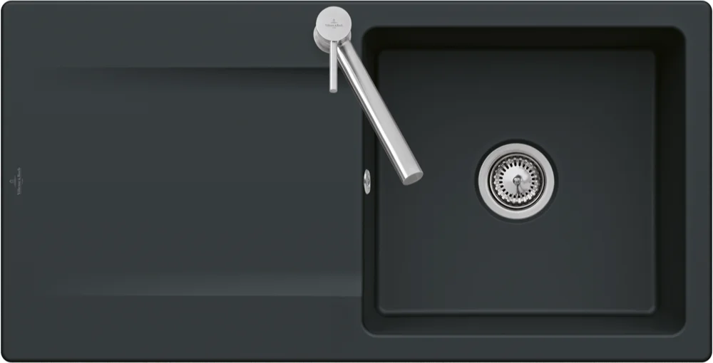 Villeroy & Boch flächenbündige Spüle Siluet 60 flat, 980x490 mm, Pure Black, TitanCeram, reversibles Hauptbecken Villeroy & Boch flächenbündige Spüle Siluet 60 flat, 980x490 mm, Pure Black, TitanCeram, reversibles Hauptbecken