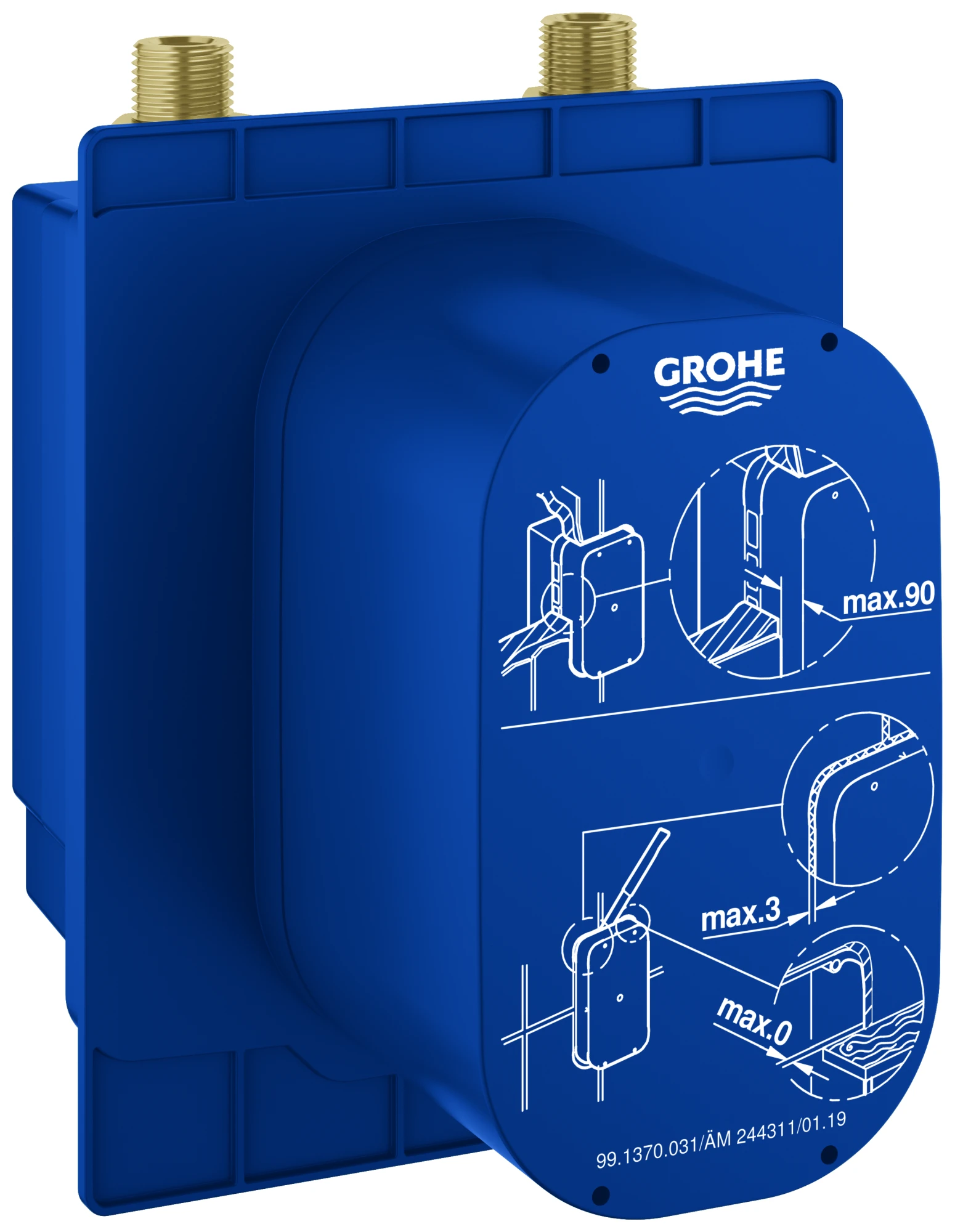 Unterputz-Einbaukasten Eurosmart CE 36336_1, mit verdeckter, voreinstellbarer thermostatischer Mischung, passend zu IR-Fertigmontagesets, mit Dichtmanschette, für normgerechte Wanddurchführung bei Wassereinwirkung nach DIN 18534:2017