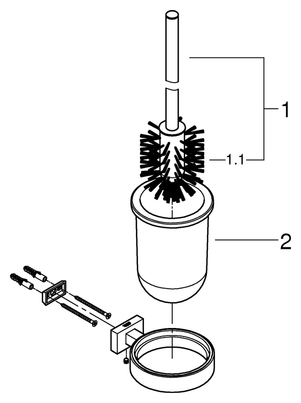 Toilettenbürstengarnitur Essentials Cube 40513_1, Wandmontage, chrom Toilettenbürstengarnitur Essentials Cube 40513_1, Wandmontage, chrom