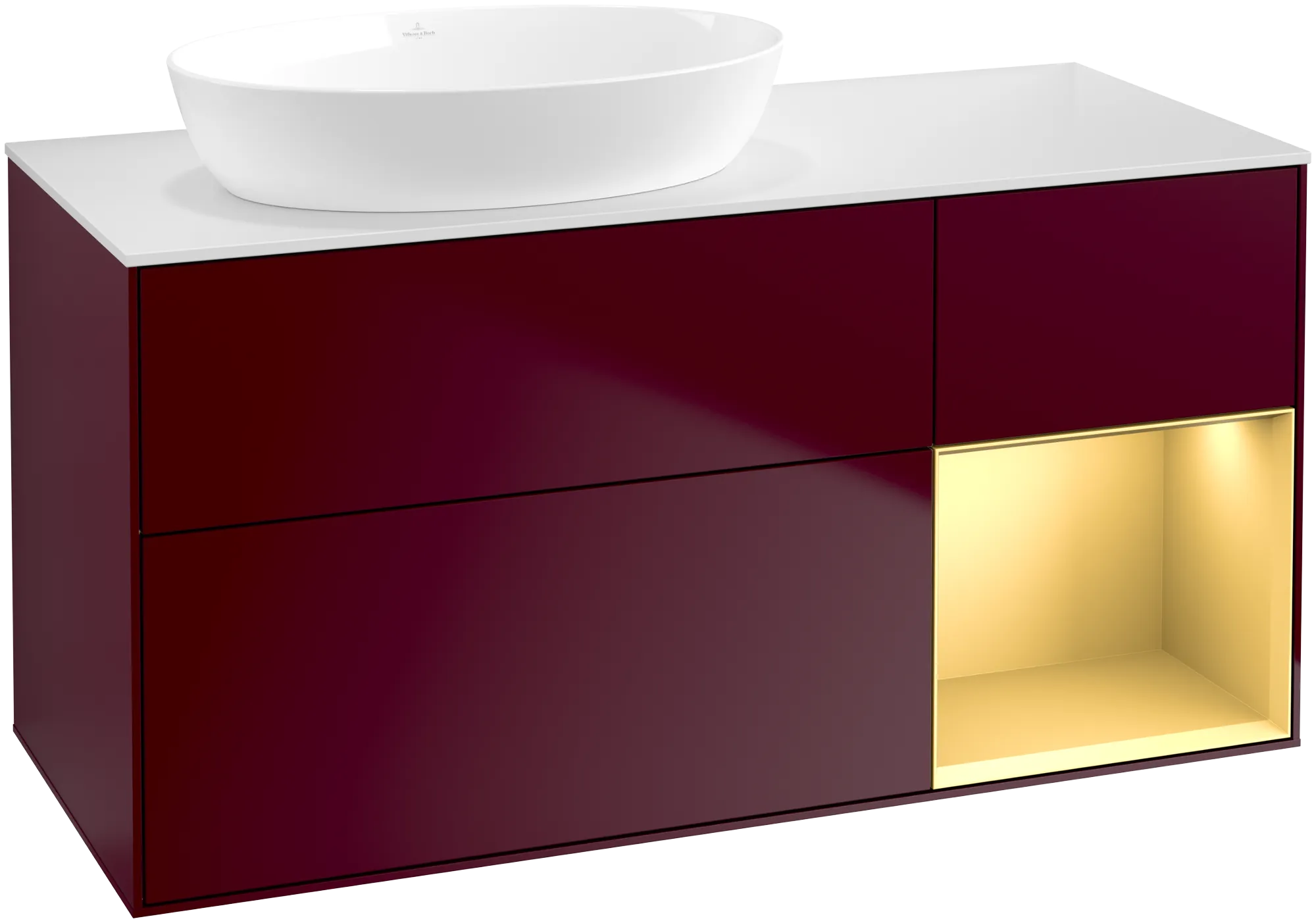 Villeroy & Boch Waschtischunterschrank „Finion“ für Schrankwaschtisch 1200 × 603 × 501 mm Peony Matt Lacquer, für Becken links, ohne Hahnlochbohrung Villeroy & Boch Waschtischunterschrank „Finion“ für Schrankwaschtisch 1200 × 603 × 501 mm Peony Matt Lacquer, für Becken links, ohne Hahnlochbohrung