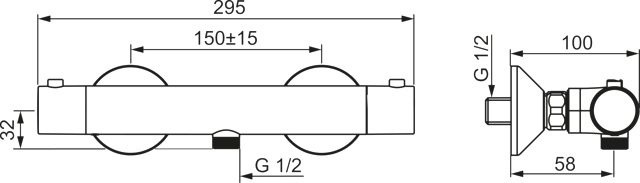 HA Brausebatterie HANSAUNITA 5813 DN15 Chrom