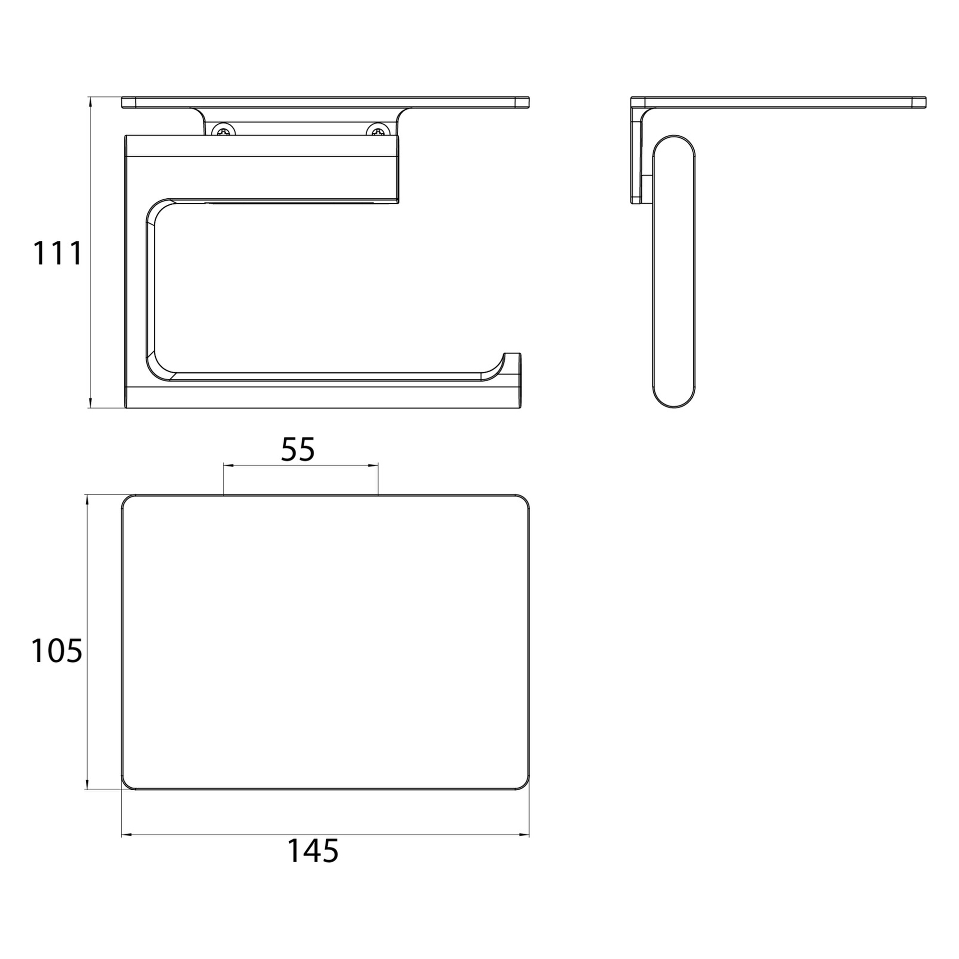 emco Accessoires-Set mit Papierhalter und Ablage „flow“ in chrom, Befestigung verdeckt