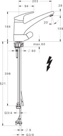 Hansa Einhand-Küchenarmatur „Mix“ Ausladung 203 mm in chrom Hansa Einhand-Küchenarmatur „Mix“ Ausladung 203 mm in chrom