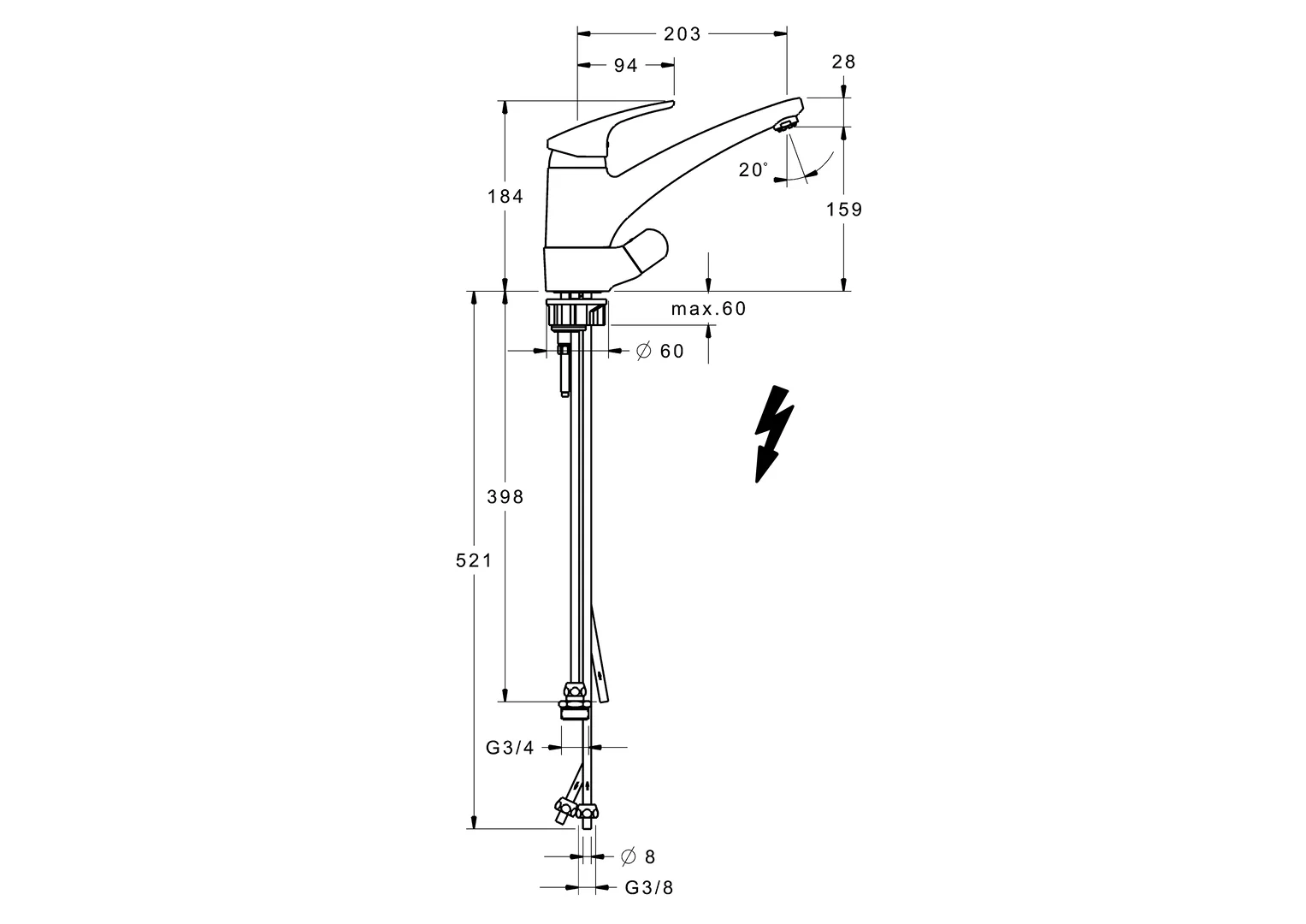 Hansa HansaMIX Küchenarmatur mit Spülmaschinenventil, 203mm Ausladung, DN15, Chrom Hansa HansaMIX Küchenarmatur mit Spülmaschinenventil, 203mm Ausladung, DN15, Chrom