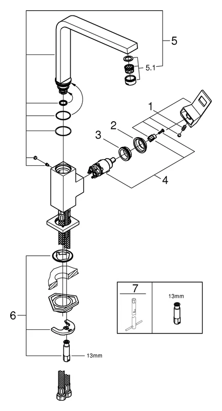 Grohe Eurocube Einhand-Spültischbatterie 31255, chrom Grohe Eurocube Einhand-Spültischbatterie 31255, chrom