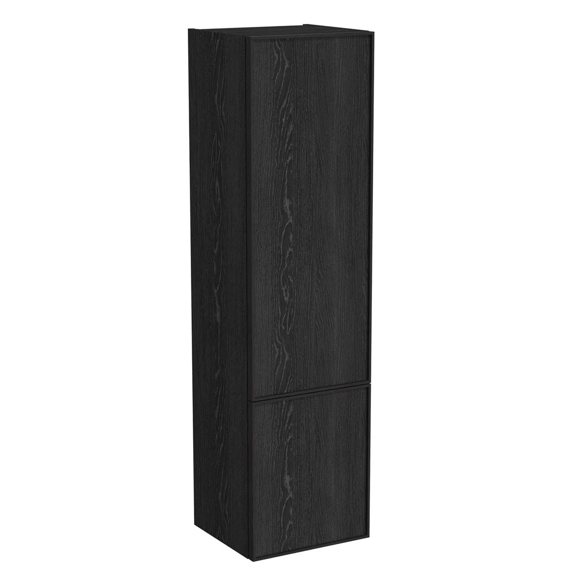 New Metropole Edge Hochschrank mit 2 Türen mit Türanschlag rechts 40 x 37 x 150 cm (BxTxH) Echtholzfurnier Eiche Schwarz