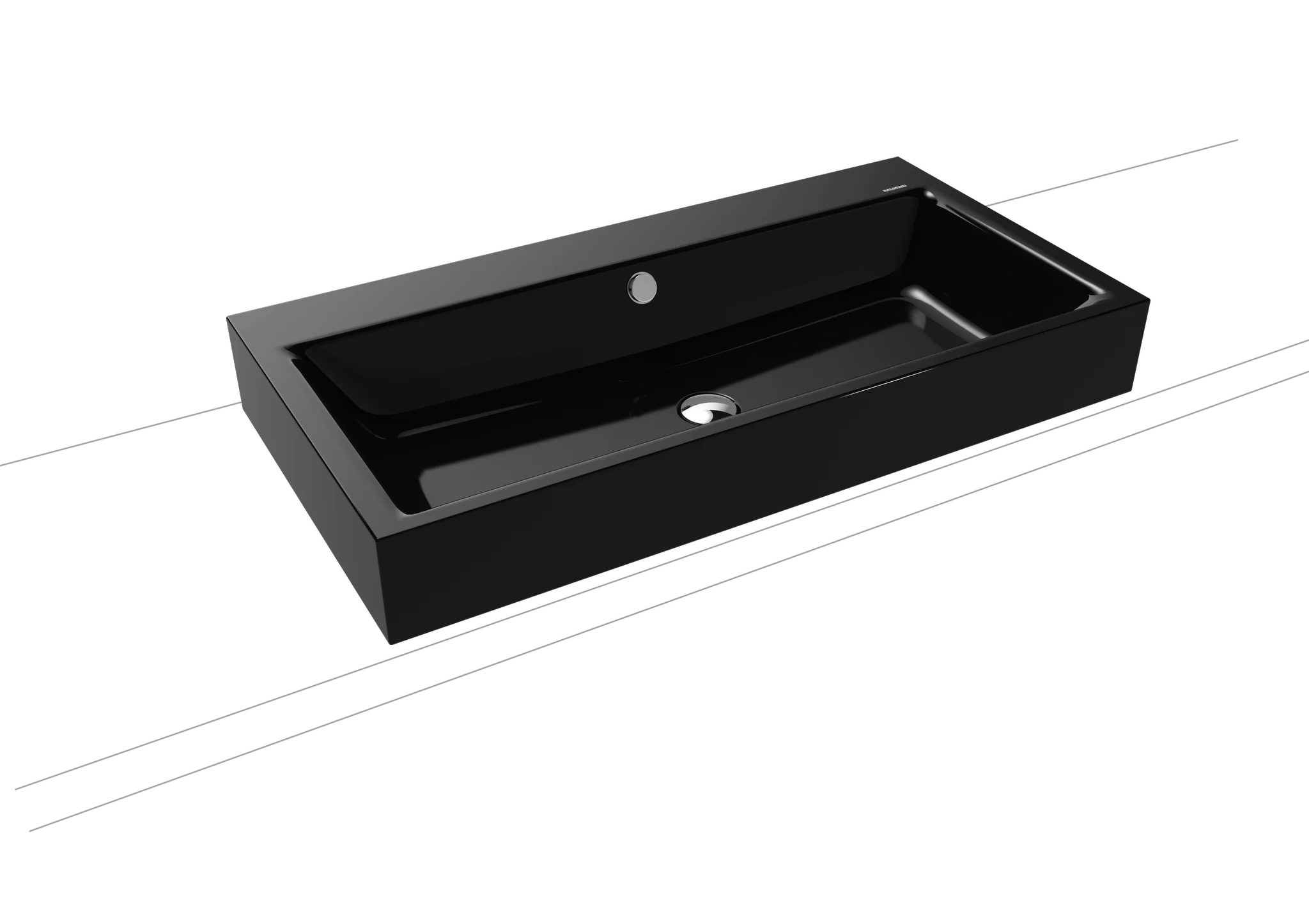 Aufsatzwaschtisch „Puro“ 90 × 46 cm, mit Überlauf in schwarz mit Perl-Effekt