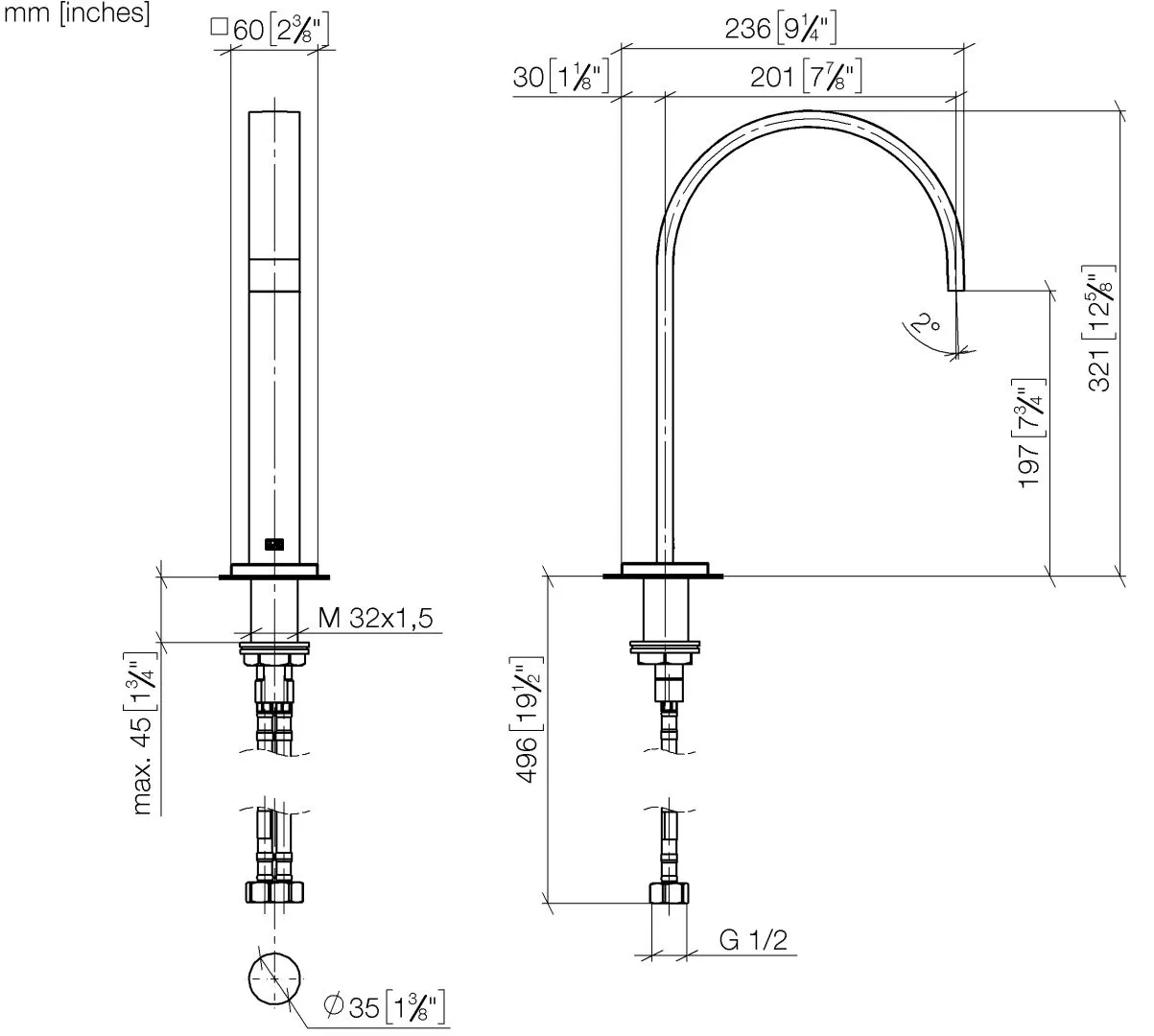 Dornbracht MEM Waschtisch-Stand-Auslauf ohne Ablaufgarnitur Dark Brass gebürstet Dornbracht MEM Waschtisch-Stand-Auslauf ohne Ablaufgarnitur Dark Brass gebürstet
