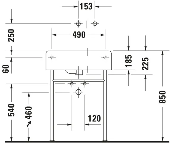 Wandwaschtisch „Scola“, mit Überlauf, Hahnlochposition mittig Wandwaschtisch „Scola“, mit Überlauf, Hahnlochposition mittig