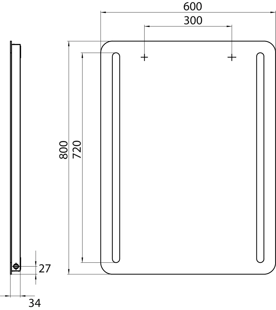 Lichtspiegel MI 290, 600 x 800 mm2700K/6500K, Sensor, m. Heizung u. Unterlicht, IP 20