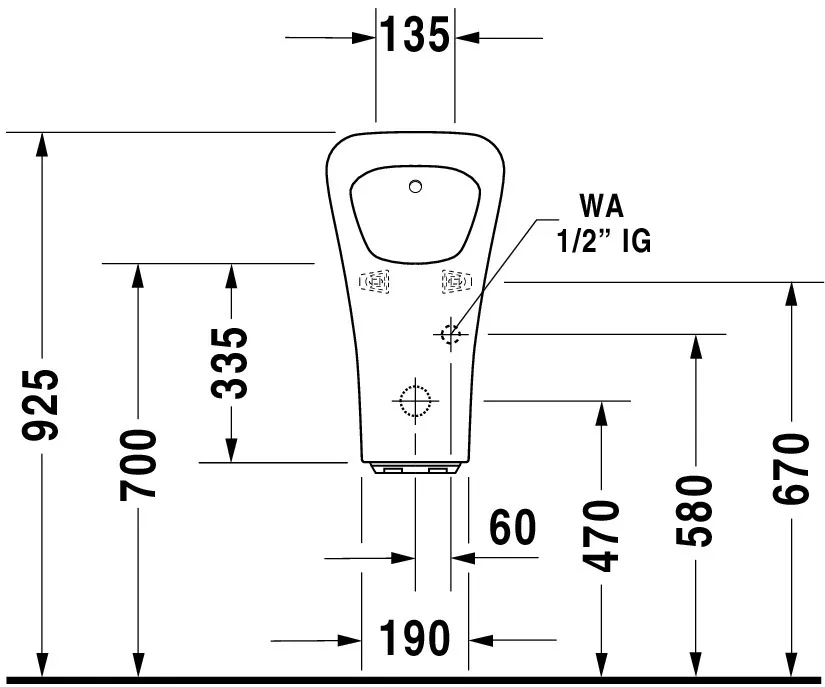 Urinal Durastyle, Zulauf von hinten rimless, für Batterie, ohne Fliege, weiß Urinal Durastyle, Zulauf von hinten rimless, für Batterie, ohne Fliege, weiß