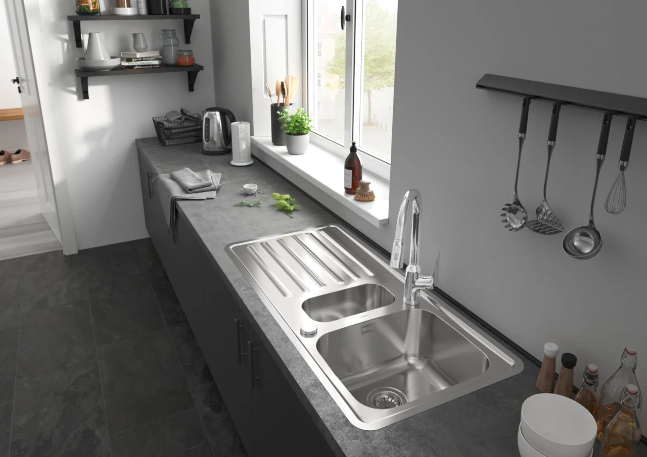 Hansgrohe Spültischmischer Focus M42 mit Ausziehbrause 2jet in Chrom, 360° Schwenkbereich, ComfortZone 220, max. Durchfluss 8 l/min, Auszugslänge bis zu 50 cm Hansgrohe Spültischmischer Focus M42 mit Ausziehbrause 2jet in Chrom, 360° Schwenkbereich, ComfortZone 220, max. Durchfluss 8 l/min, Auszugslänge bis zu 50 cm