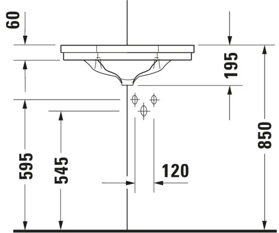 Eck-Handwaschbecken 1930 595 mm mit ÜL, mit HLB, 1 HL, weiß