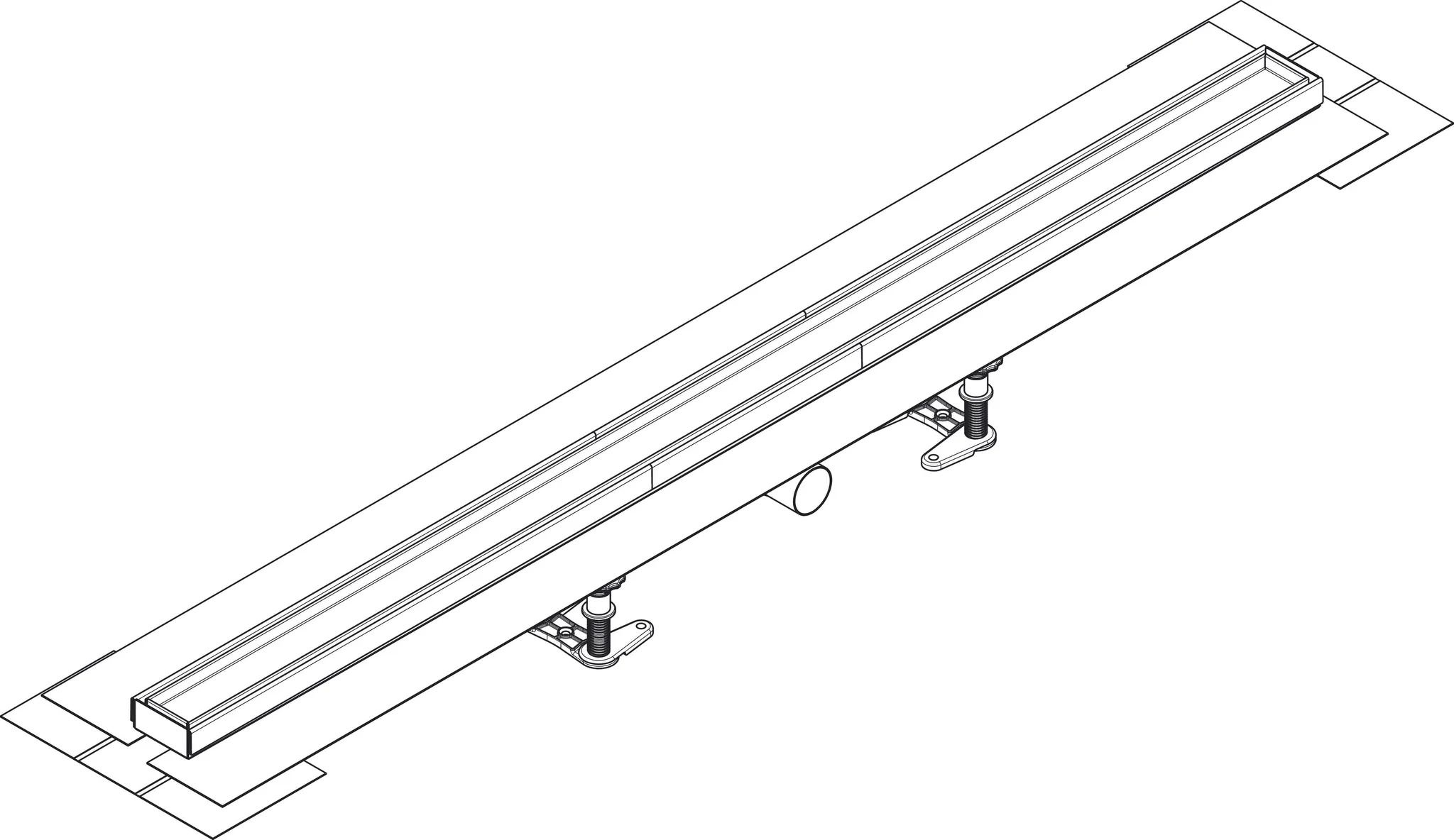 RainDrain Compact Komplettset Duschrinne 1200 befliesbar für flache Installation k.a.