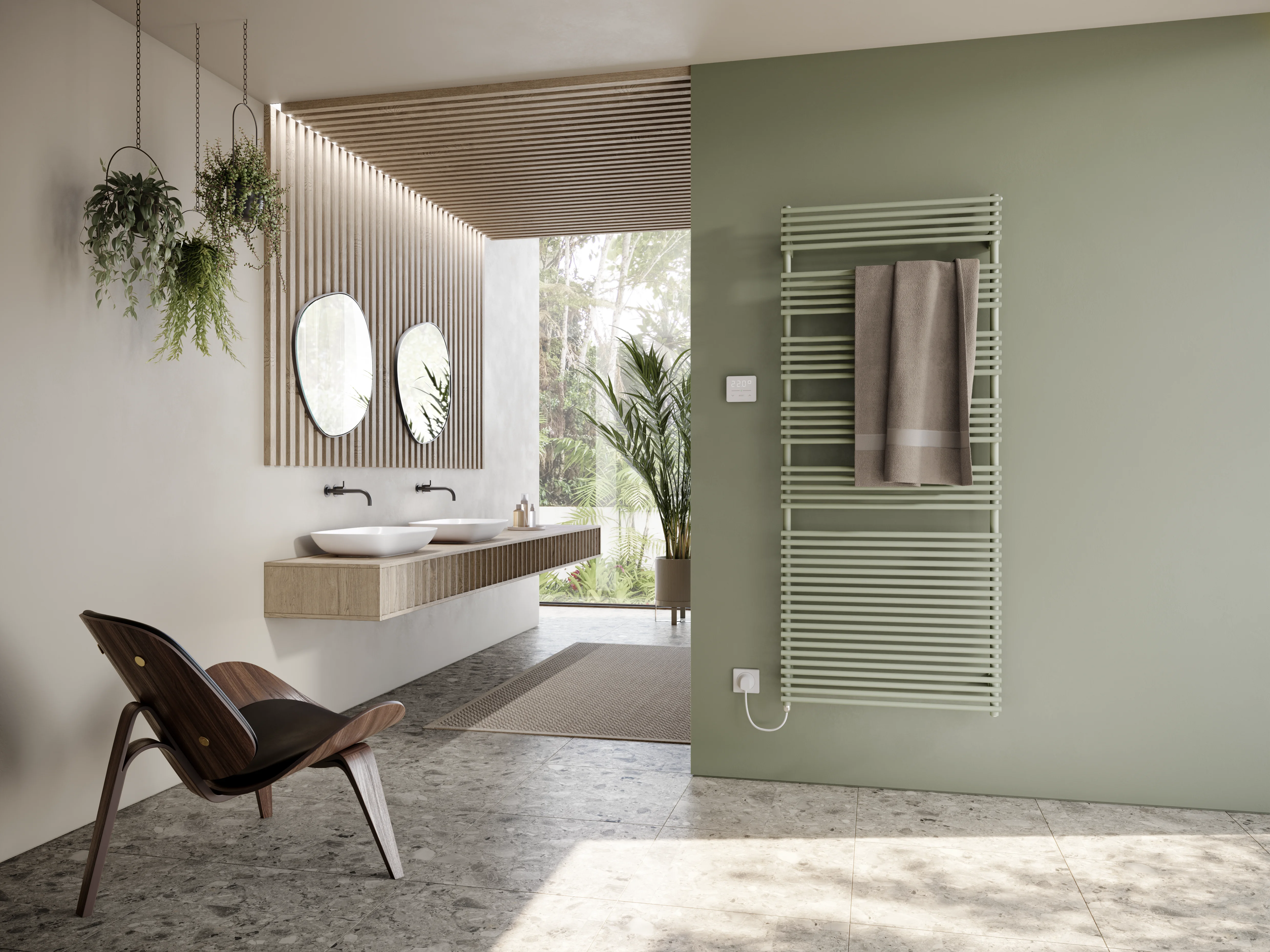 Arbonia Design-Elektroheizkörper „Bagnotherm® Watt“ 45 × 120 cm in glanzsilber Metallic