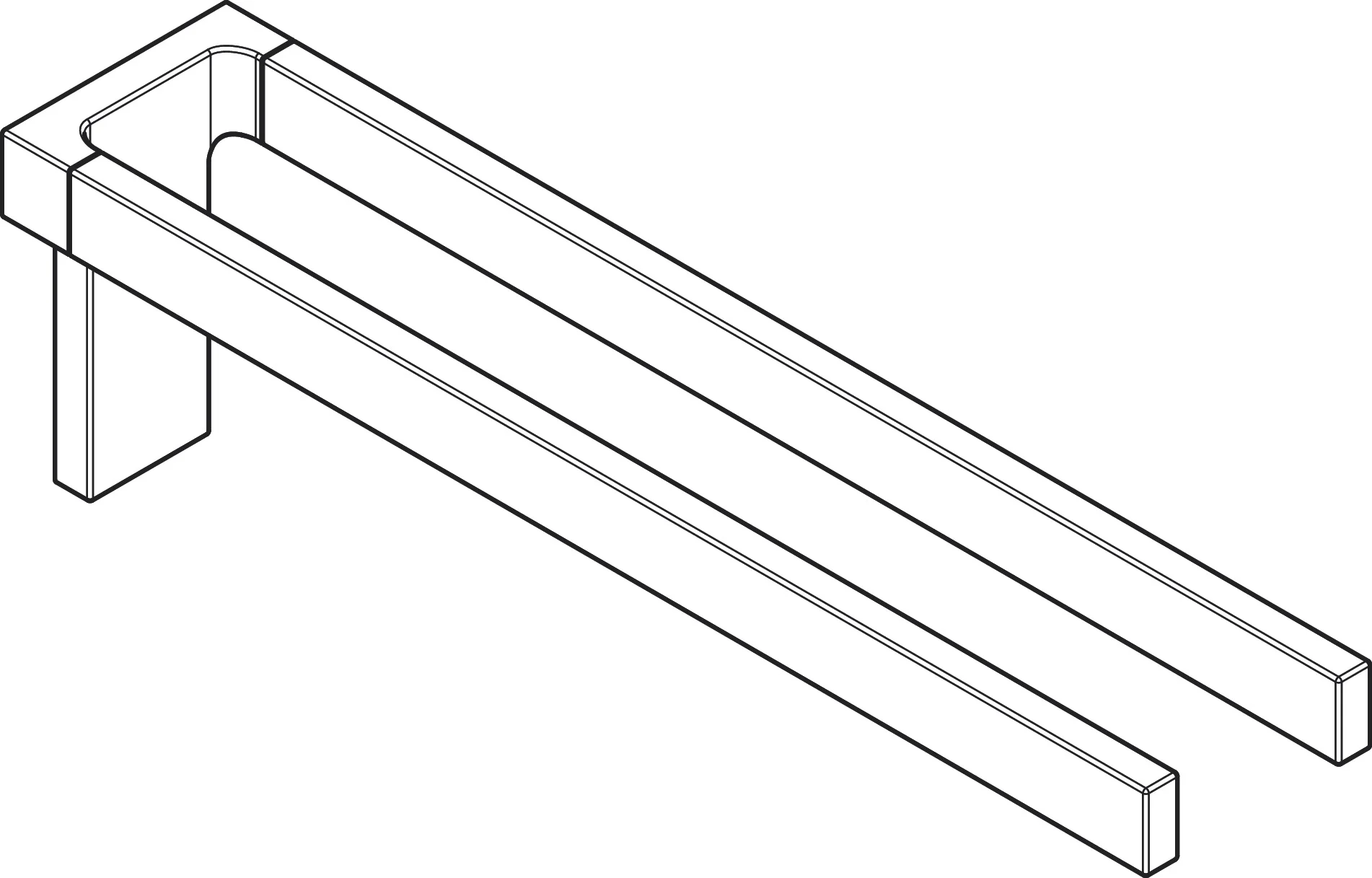 Hansgrohe AXOR Universal Rectangular Handtuchhalter zweiarmig, Chrom, 380 mm Länge, Wandmontage mit verdeckter Befestigung