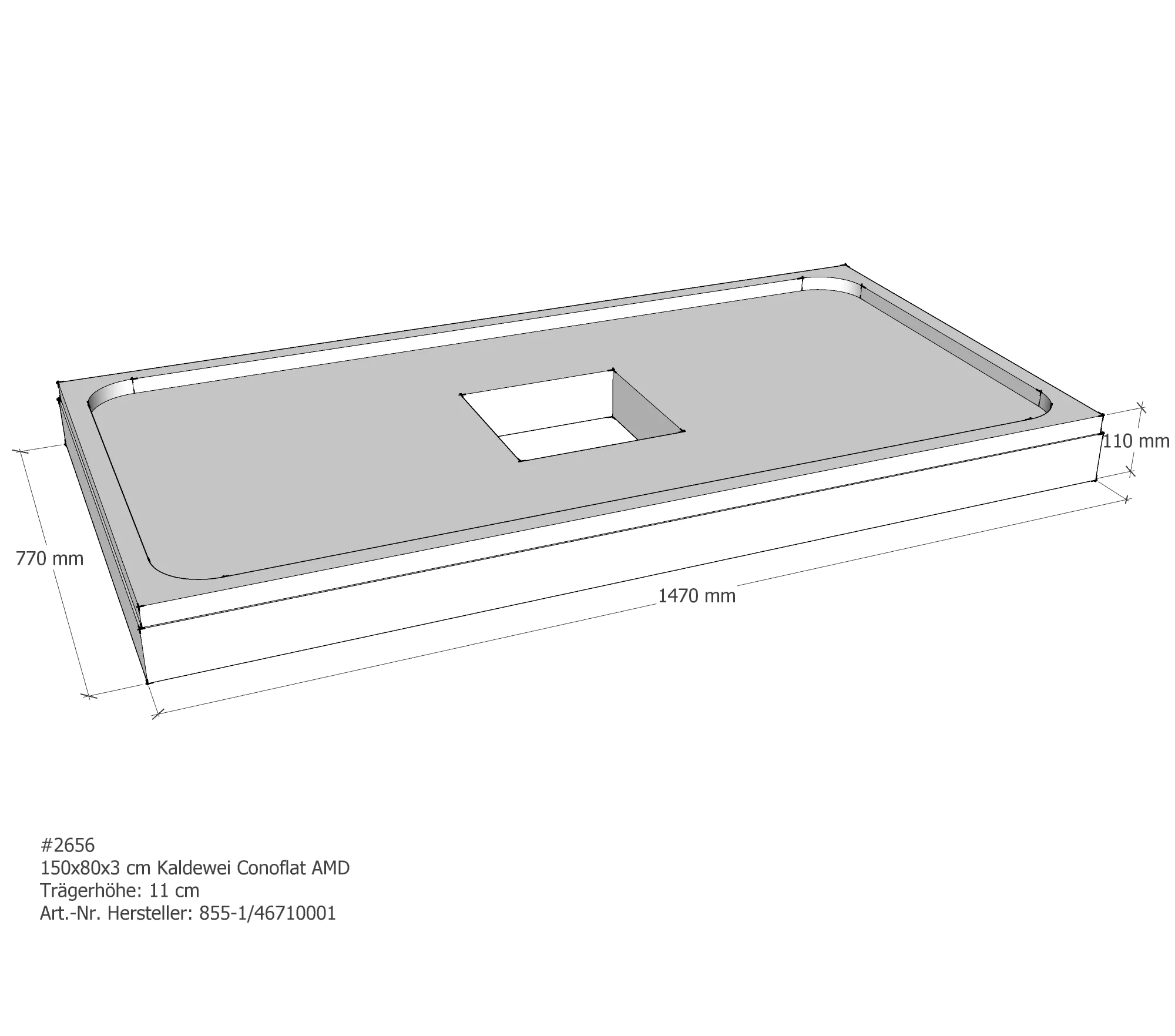 Duschwannenträger für Kaldewei Conoflat 150 × 80 × 2,3 cm Breite: 80 cm / Länge: 150 cm