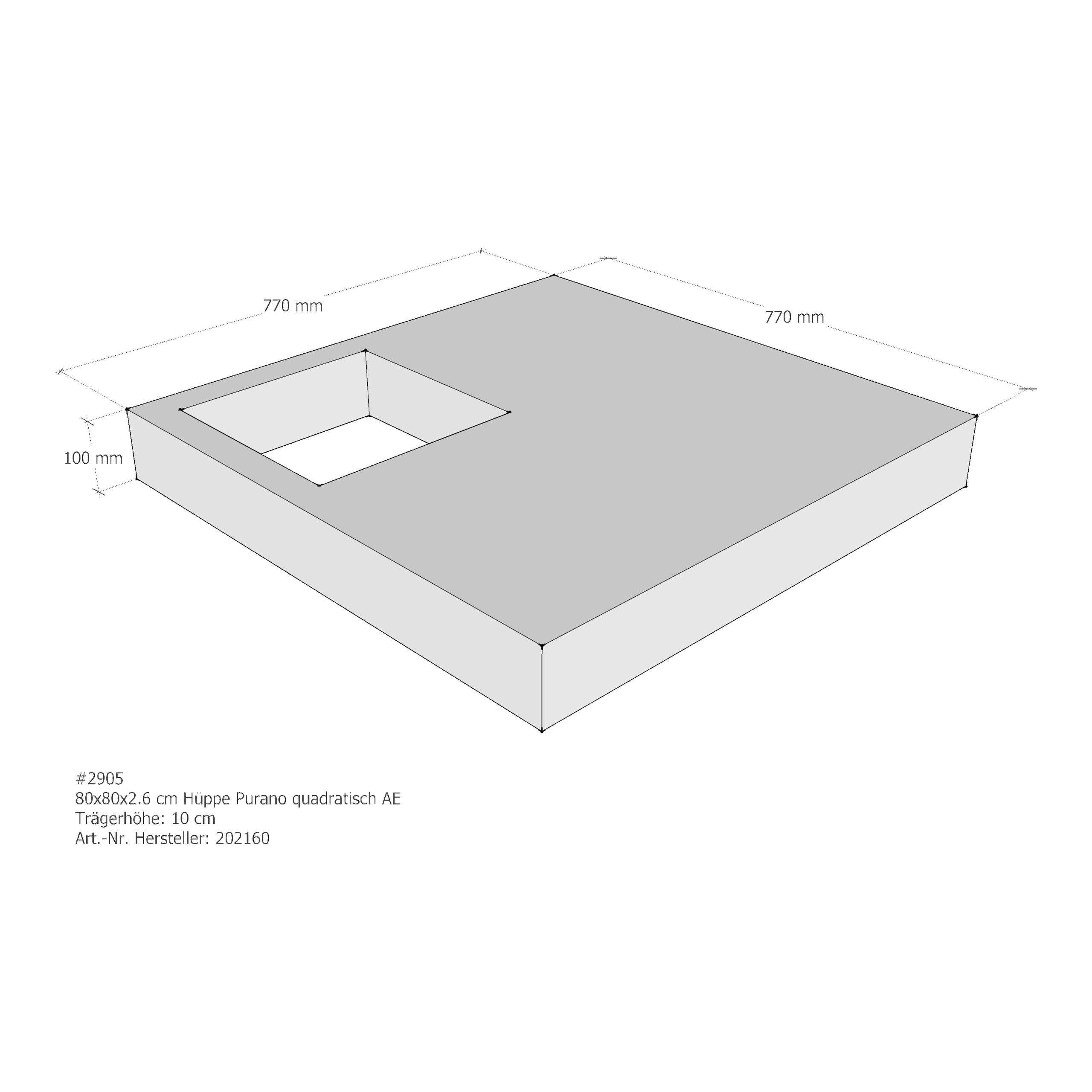 Duschwannenträger Hüppe Purano 80x80x2,6 cm quadratisch AE