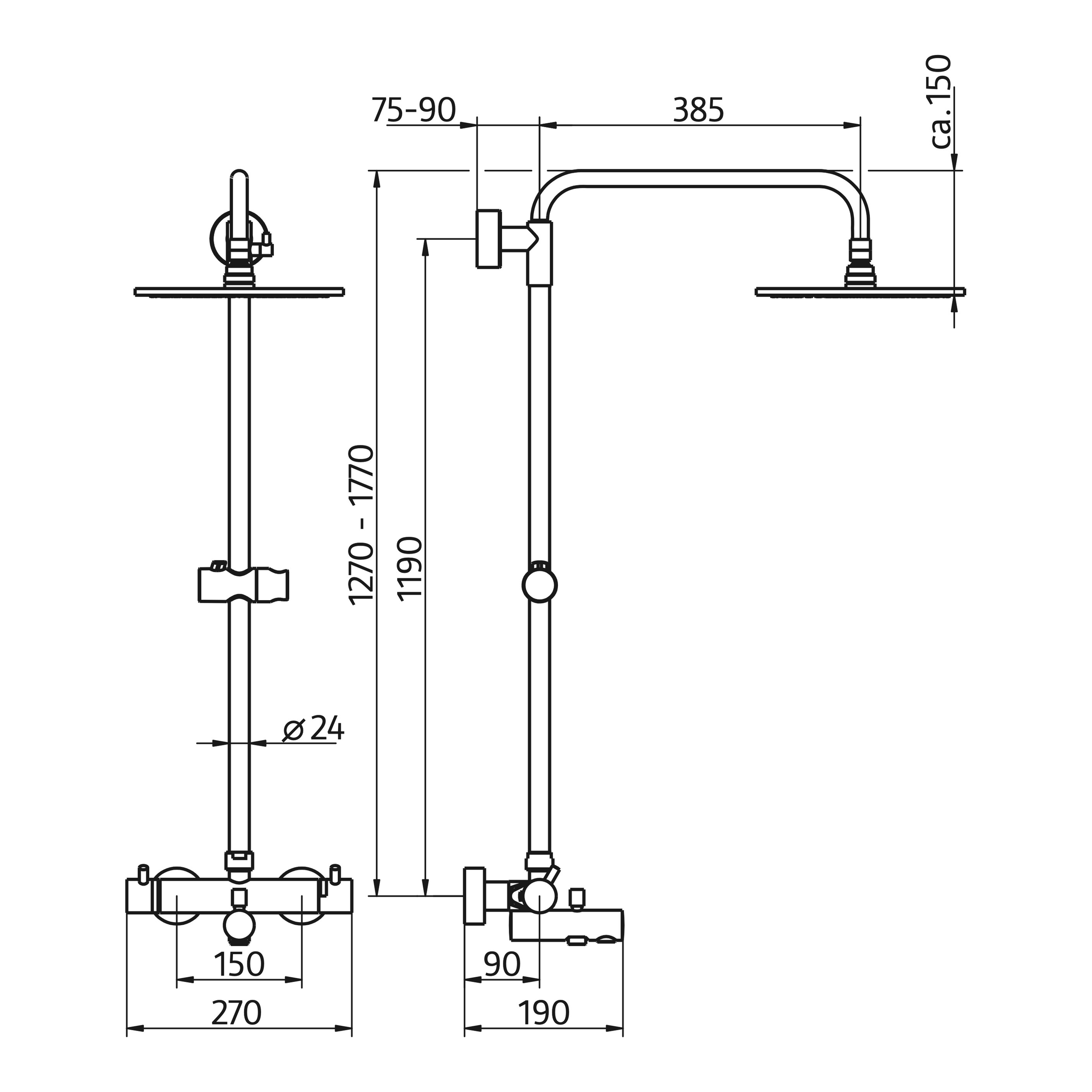 HSK Shower-Set Badewannenthermostat „RS 200“ Ausladung 385 mm in chrom HSK Shower-Set Badewannenthermostat „RS 200“ Ausladung 385 mm in chrom