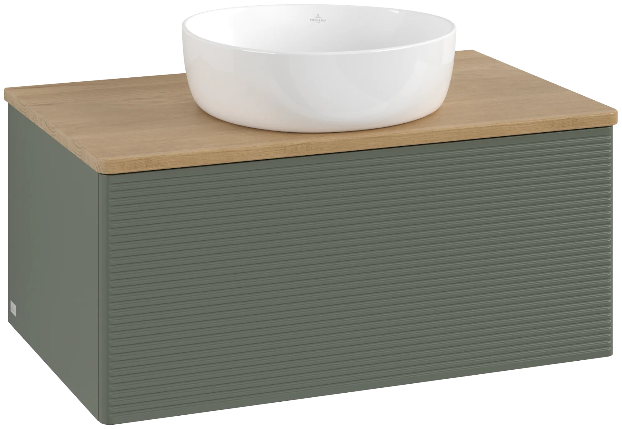 Villeroy & Boch Antao Waschbeckenunterschrank K30_1, 800 x 360 x 500 mm, Leaf Green Matt Lacquer / Honey Oak