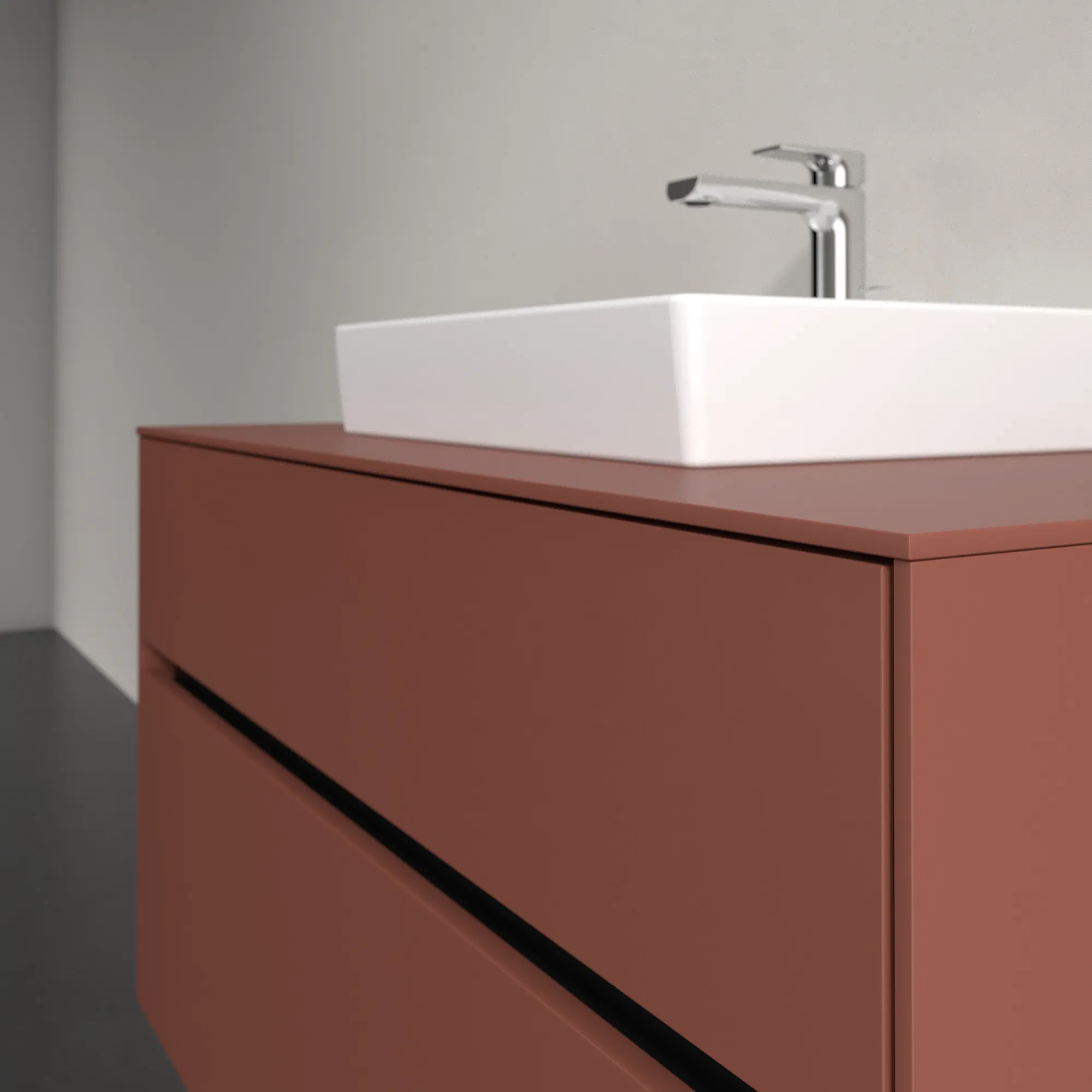 Villeroy & Boch Waschtischunterschrank „Collaro“ 1000 × 548 × 500 mm Wine Red, mit Beleuchtung, für Becken mittig Villeroy & Boch Waschtischunterschrank „Collaro“ 1000 × 548 × 500 mm Wine Red, mit Beleuchtung, für Becken mittig