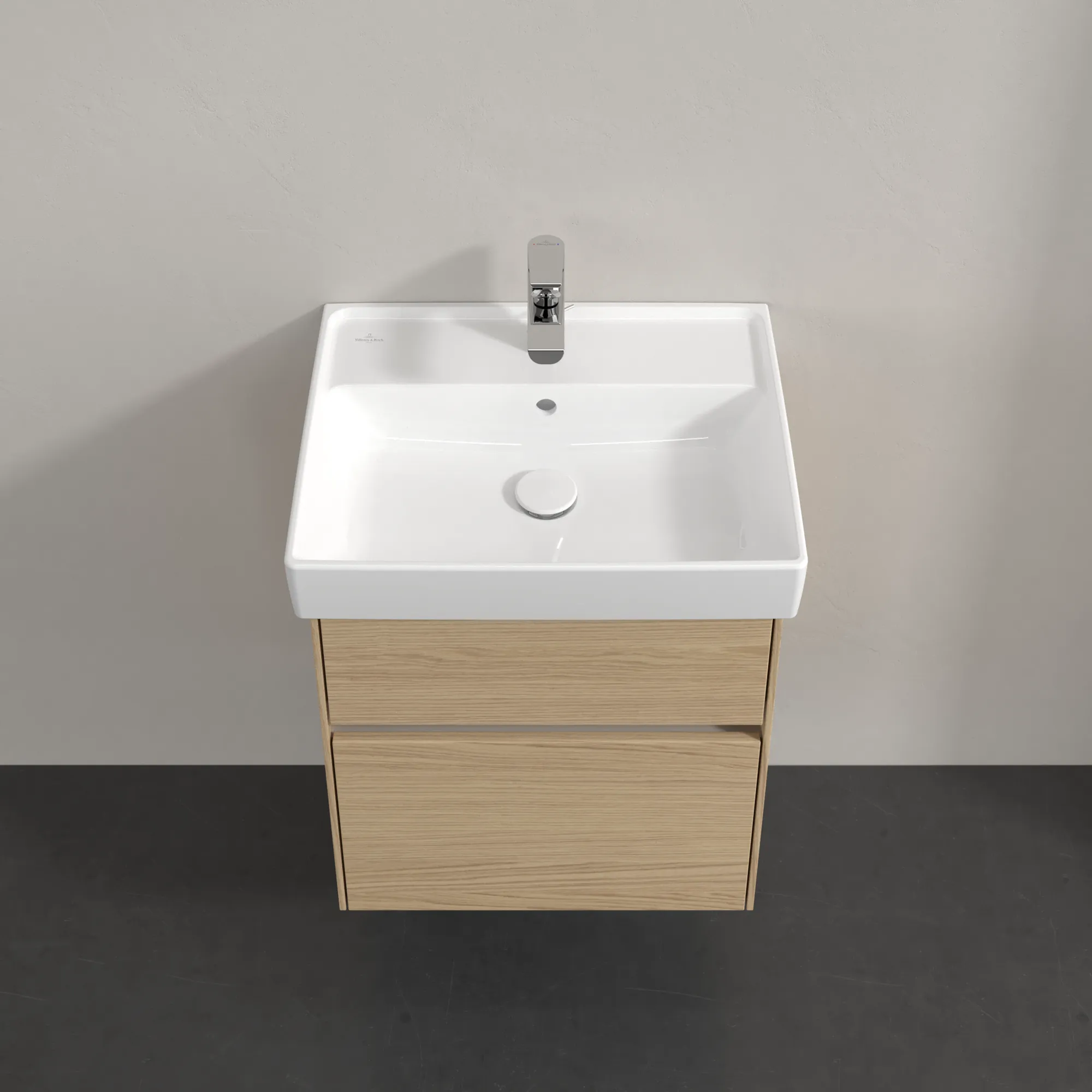 Villeroy & Boch Waschtischunterschrank „Collaro“ 510 × 546 × 414 mm Nordic Oak, für Becken mittig, mit Beleuchtung