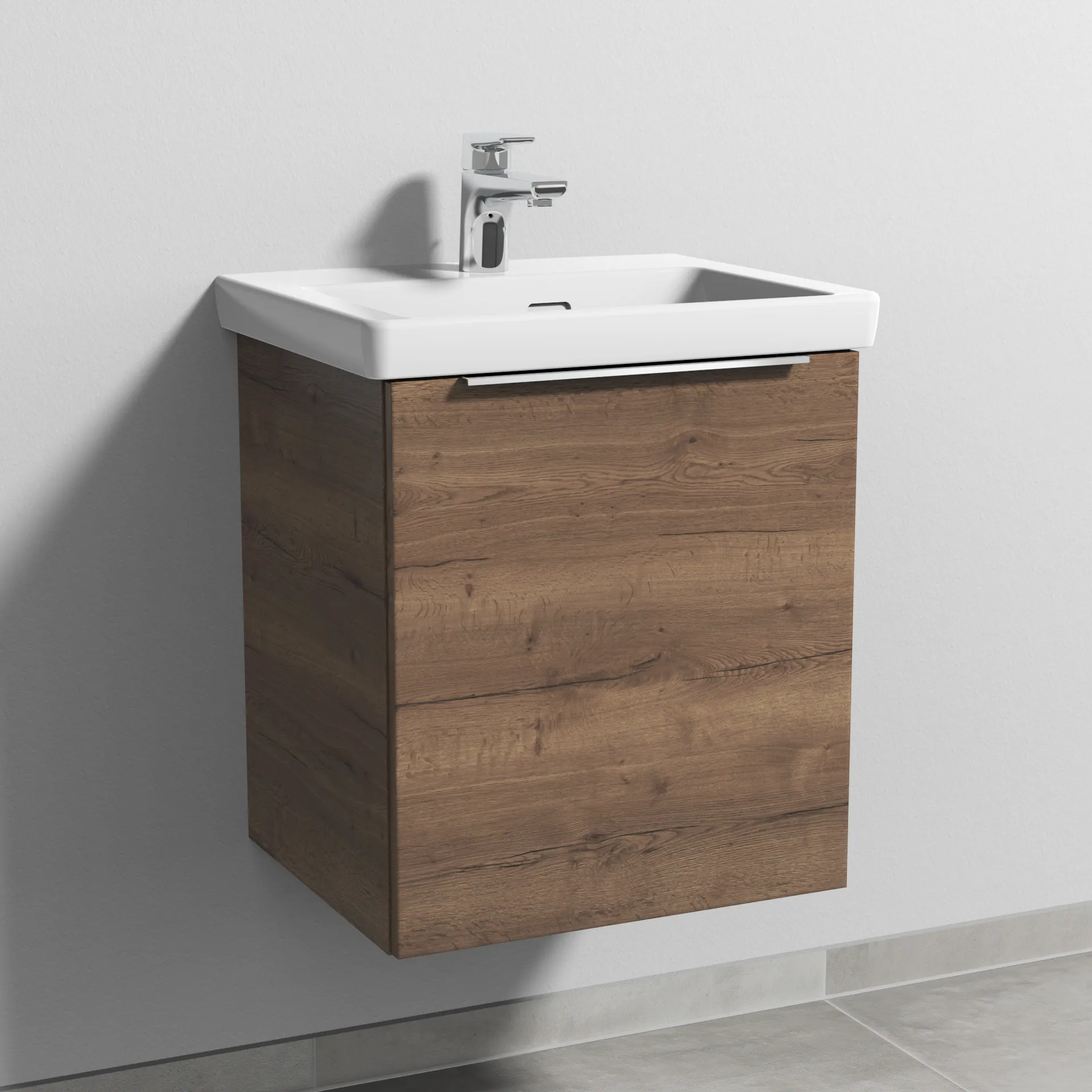 Sanipa Waschtischunterschrank „3way“ 457 × 517 × 391 mm in Eiche Tabak, Anschlag rechts